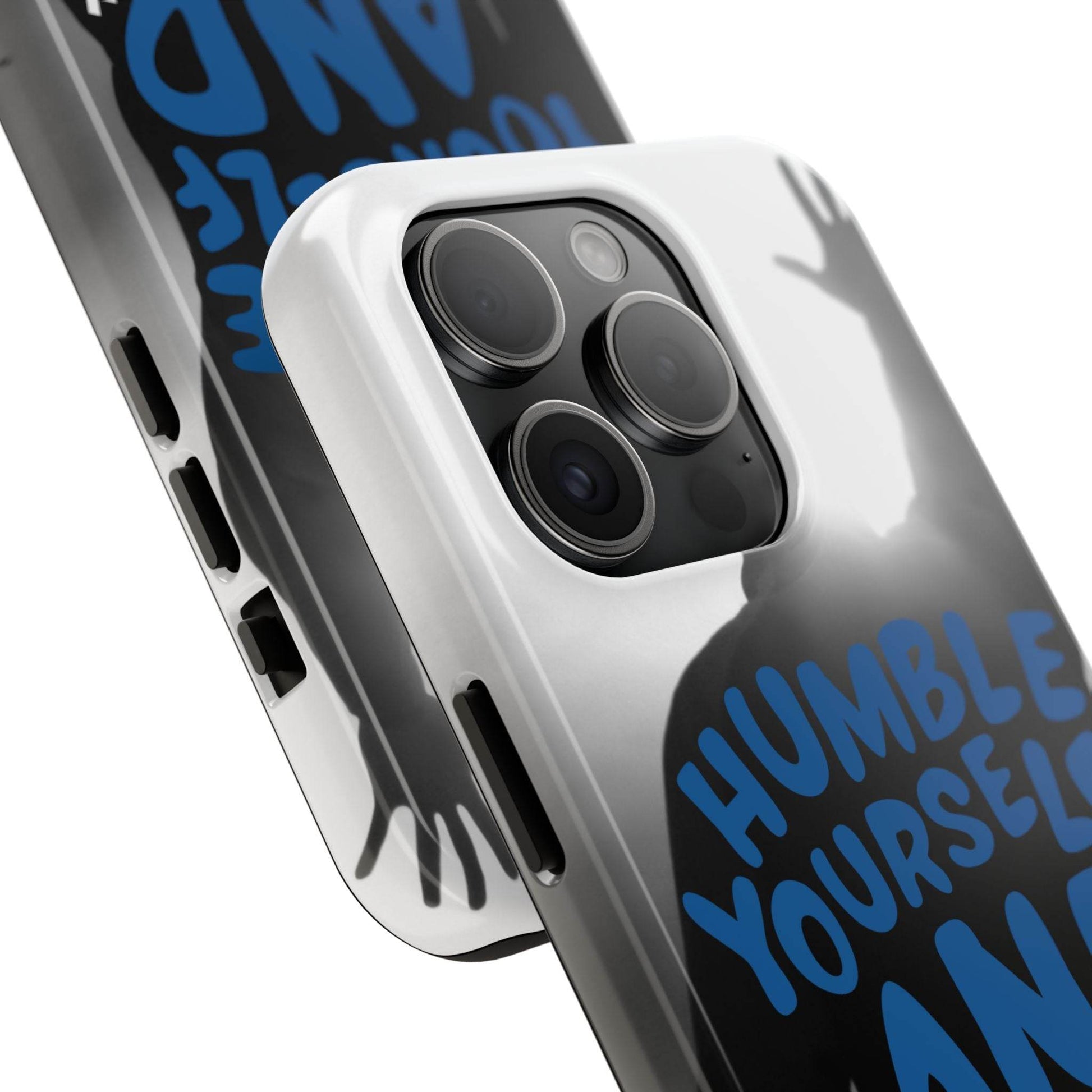 Humble Yourself and Pray Phone Case – Bold Blue Spiritual Design - Harmony + Hope