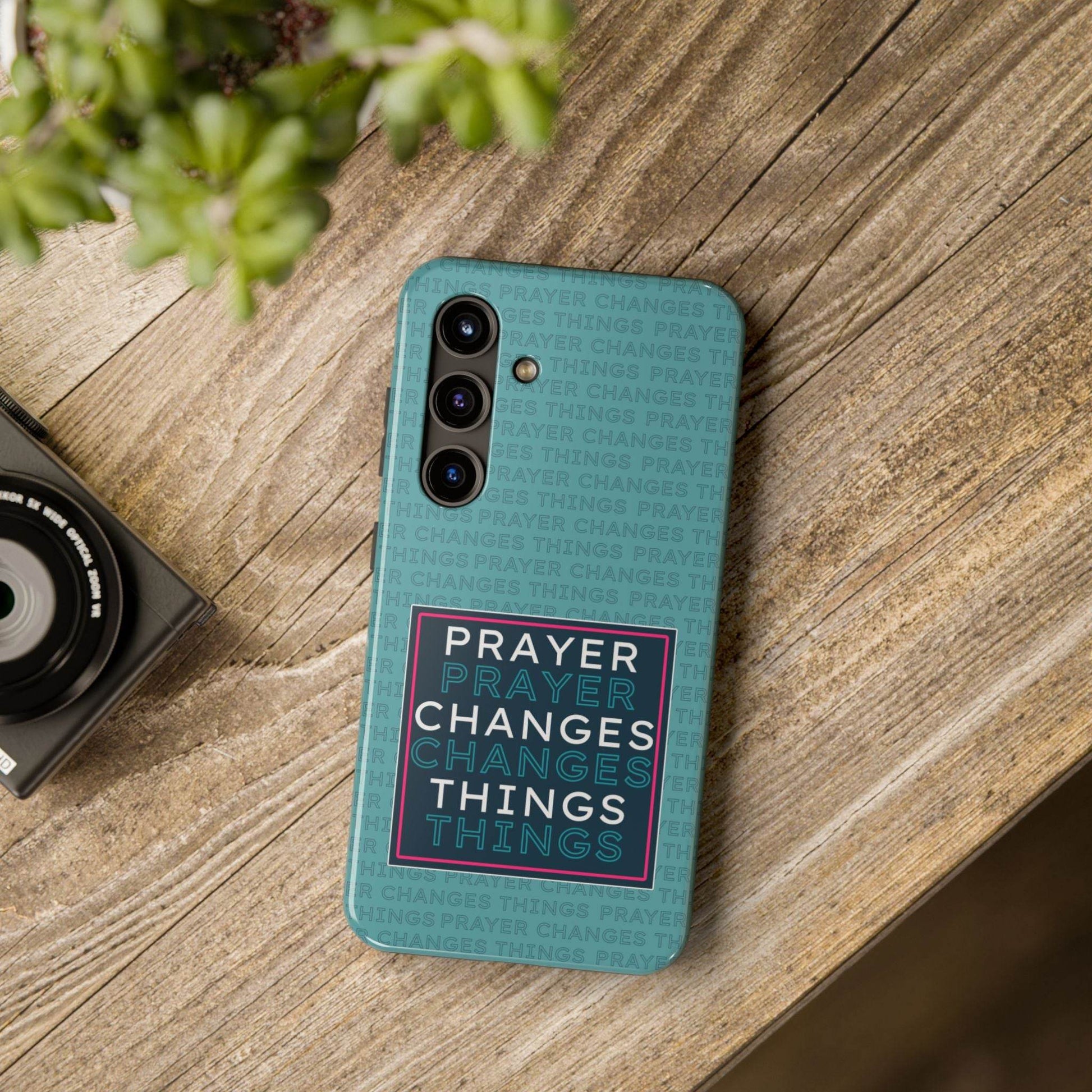 Prayer Changes Things Phone Case – Teal Blue Faith Design - Harmony + Hope