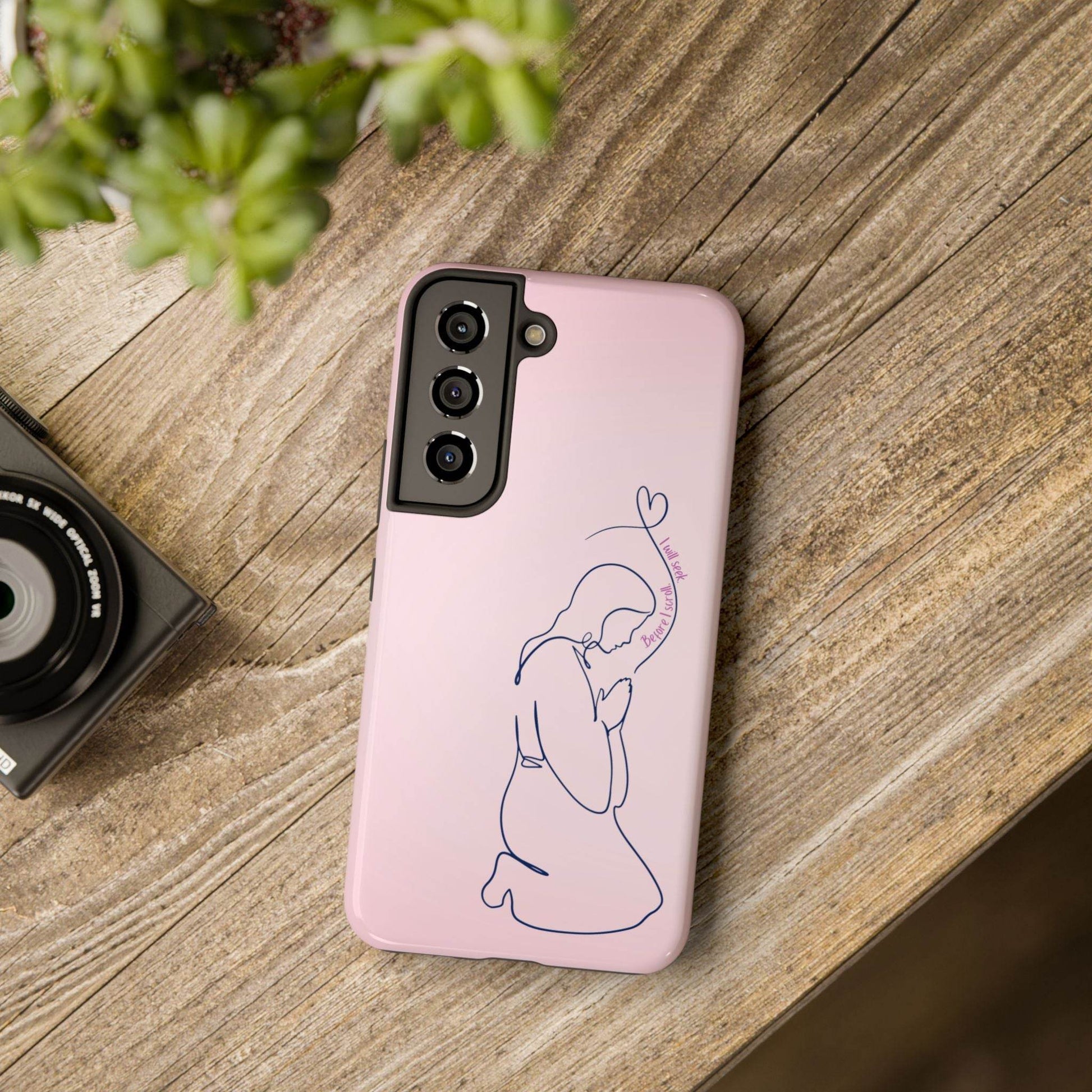 Before I Scroll, I Will Seek Phone Case – Light Pink Christian Cover - Harmony + Hope
