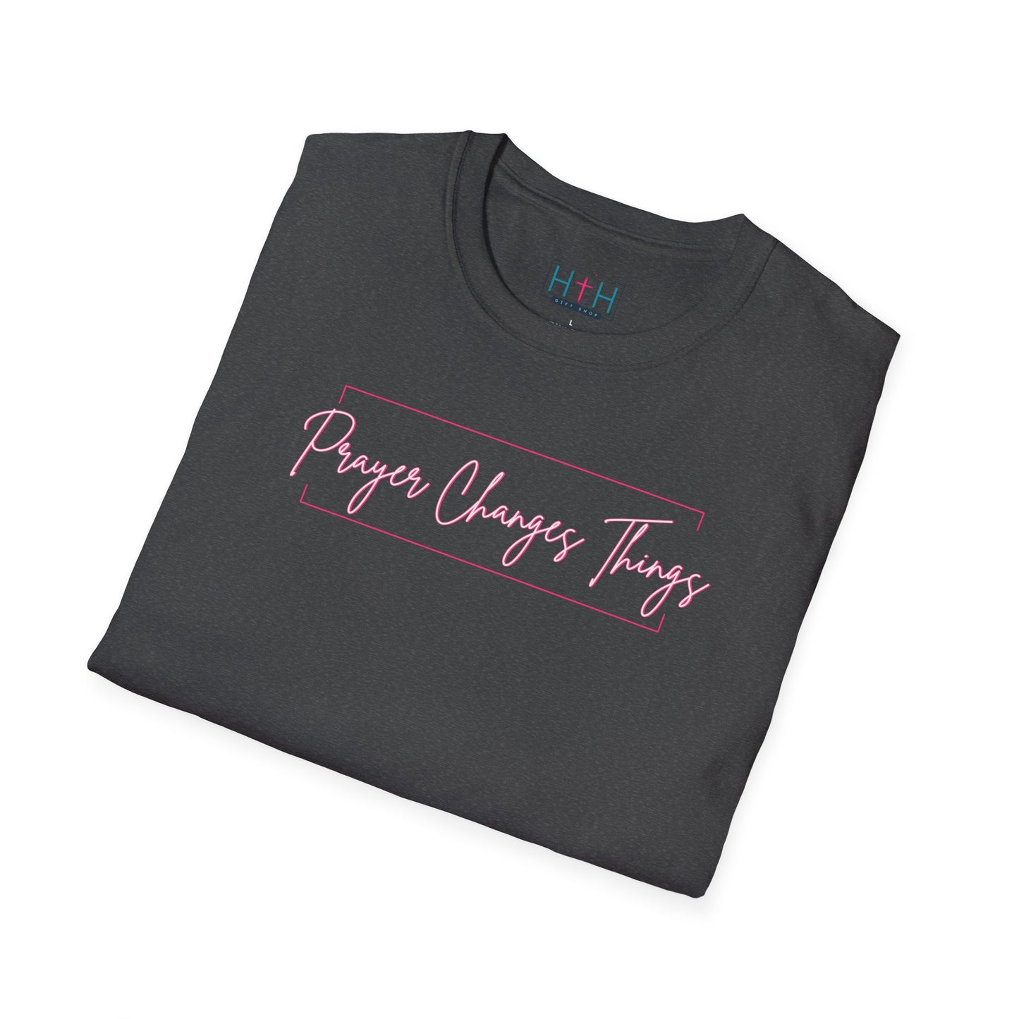 Calligraphy Casual "Prayer Changes Things" - Inspirational Unisex T-Shirt