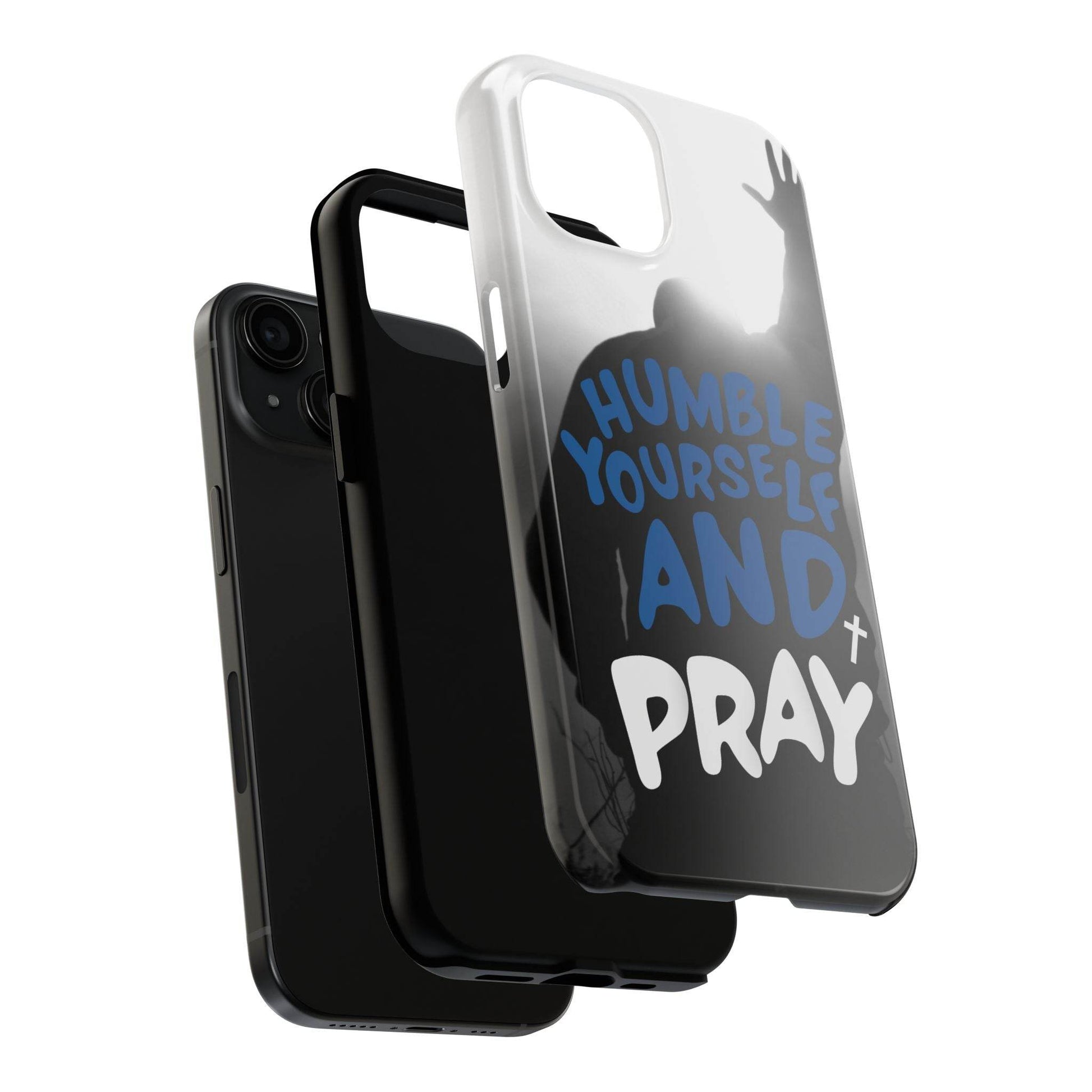 Humble Yourself and Pray Phone Case – Bold Blue Spiritual Design - Harmony + Hope
