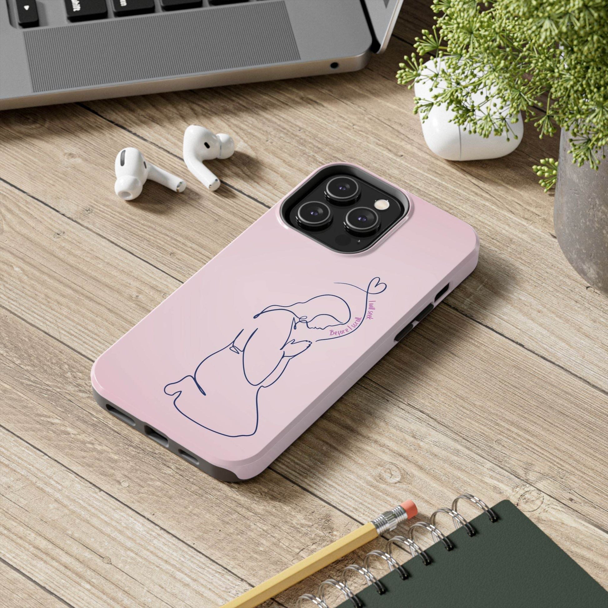 Before I Scroll, I Will Seek Phone Case – Light Pink Christian Cover - Harmony + Hope