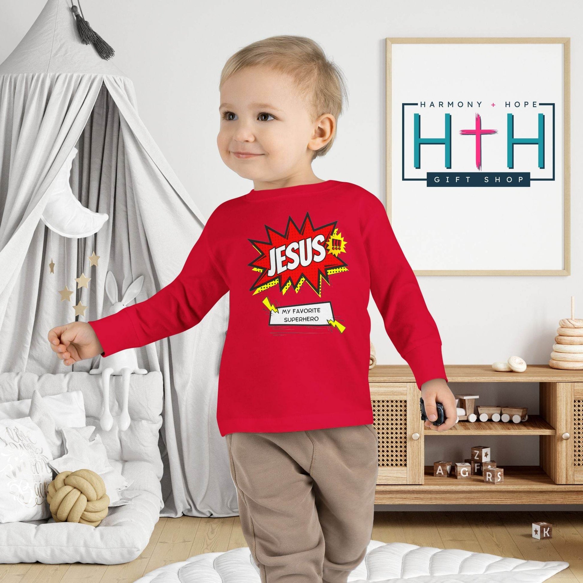 Jesus: My Favorite Superhero – Comic Book Style Toddler Tee - Harmony + Hope
