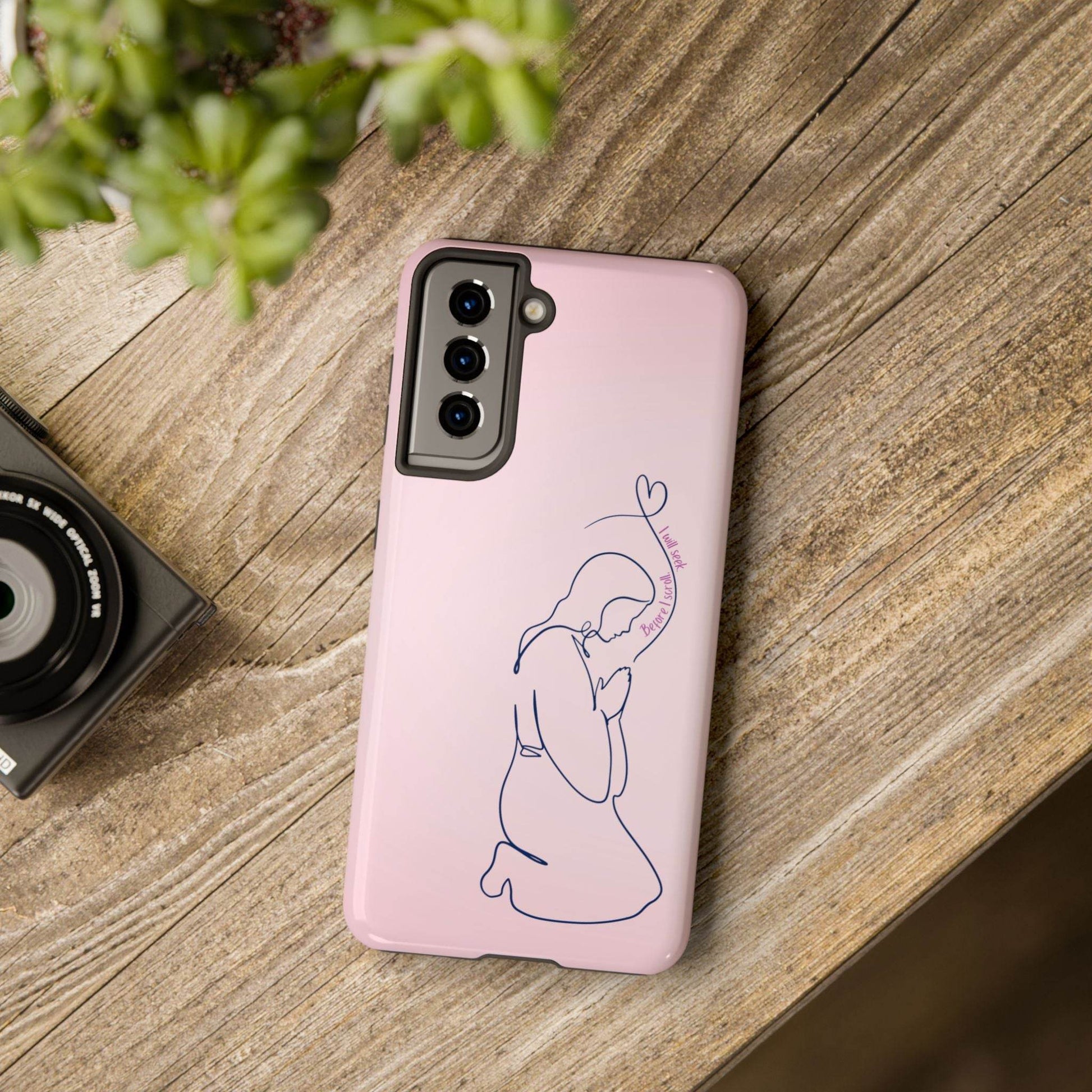 Before I Scroll, I Will Seek Phone Case – Light Pink Christian Cover - Harmony + Hope