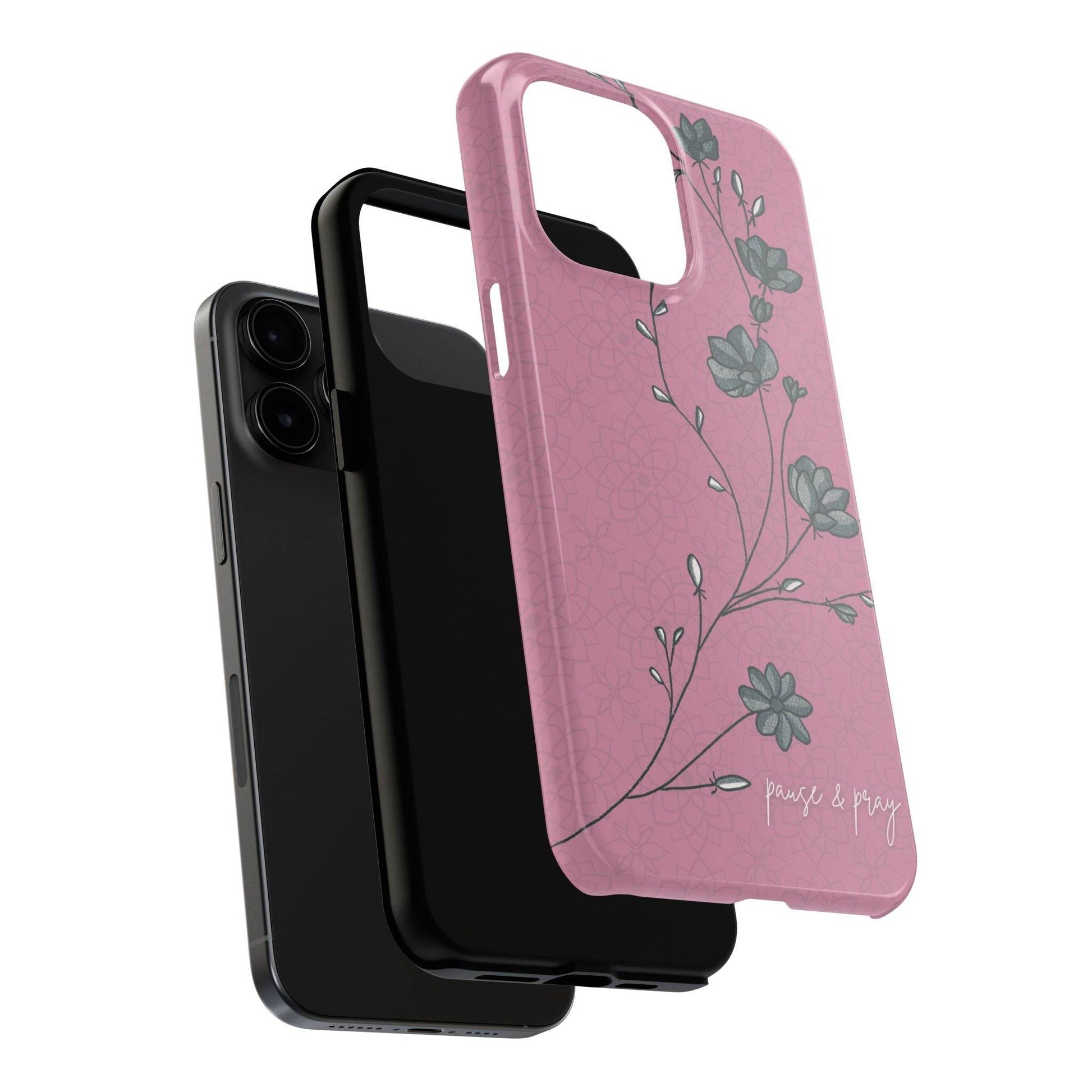Pause & Pray Phone Case – Mauve Floral Reminder - Harmony + Hope