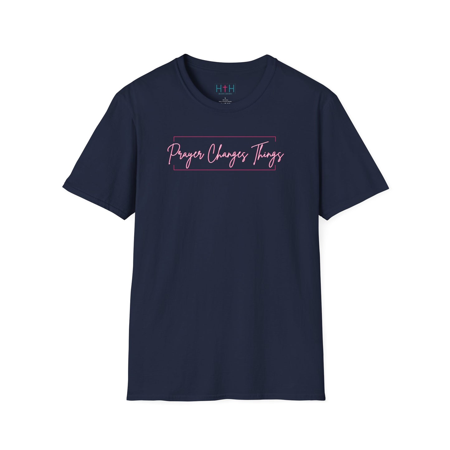 Calligraphy Casual "Prayer Changes Things" - Inspirational Unisex T-Shirt
