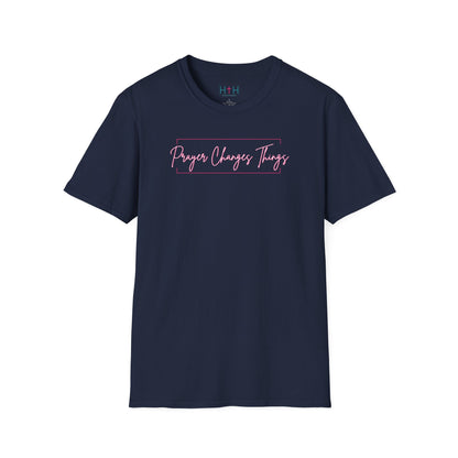Calligraphy Casual "Prayer Changes Things" - Inspirational Unisex T-Shirt