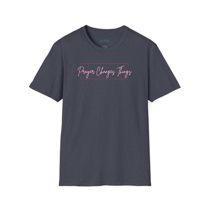 Calligraphy Casual "Prayer Changes Things" - Inspirational Unisex T-Shirt
