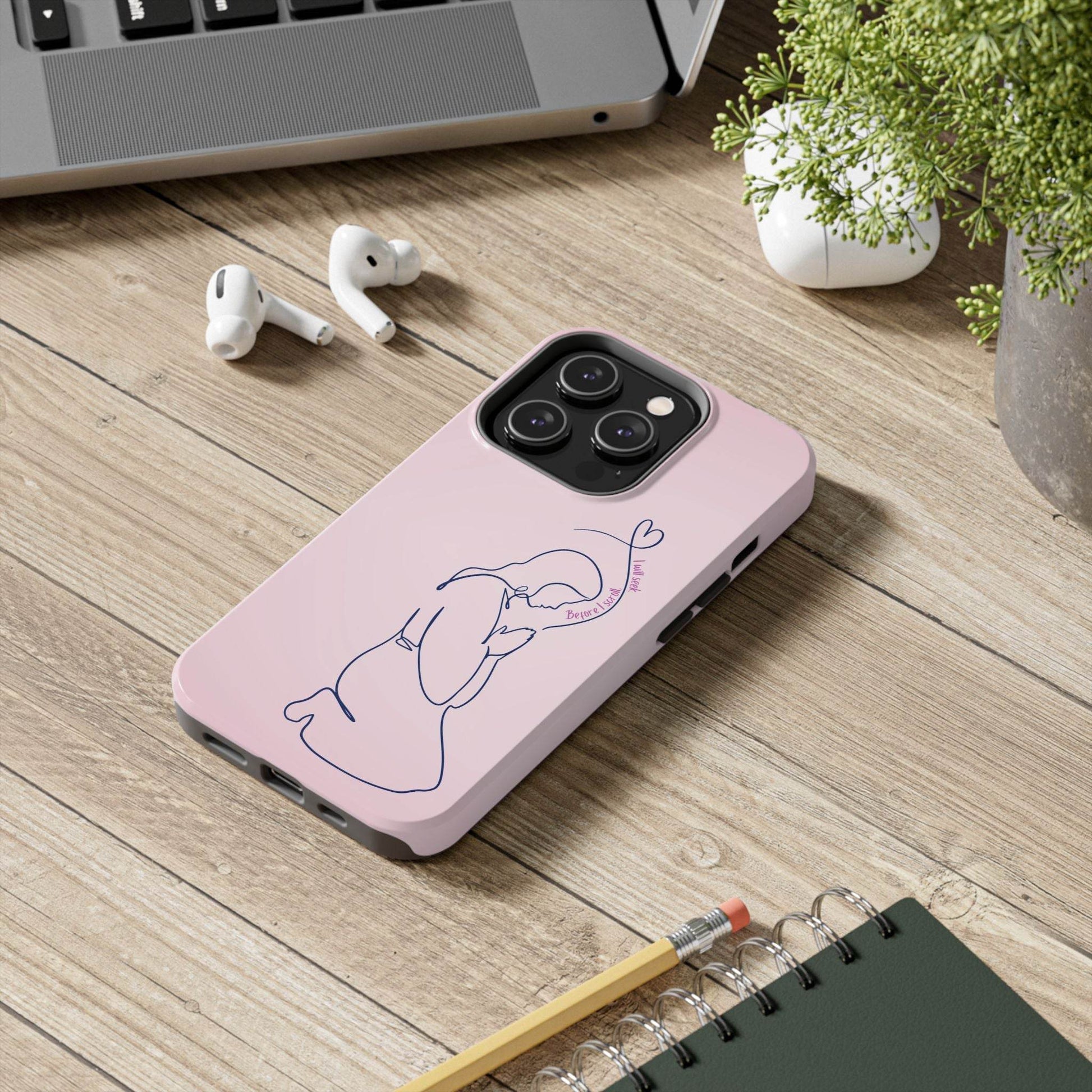Before I Scroll, I Will Seek Phone Case – Light Pink Christian Cover - Harmony + Hope