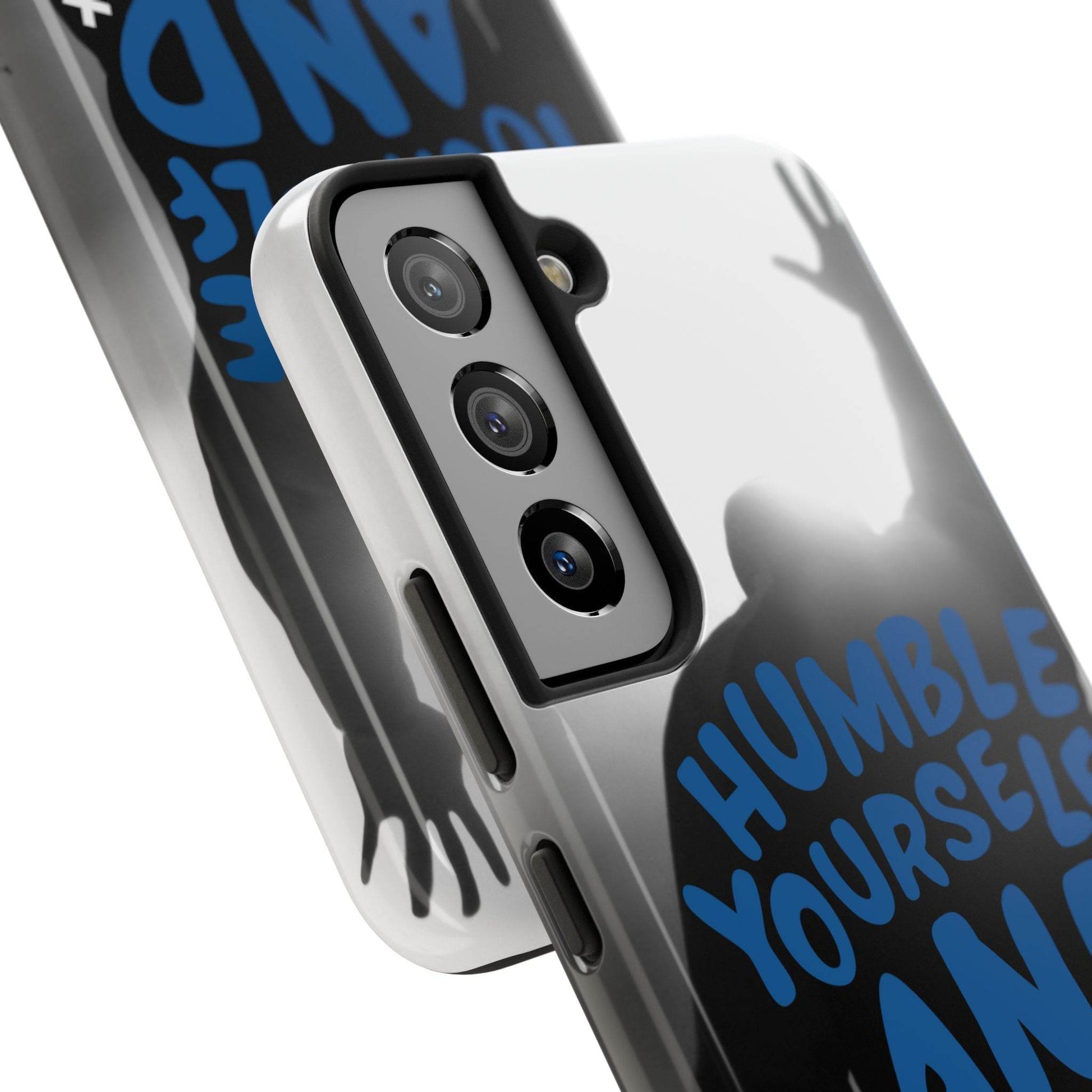 Humble Yourself and Pray Phone Case – Bold Blue Spiritual Design - Harmony + Hope