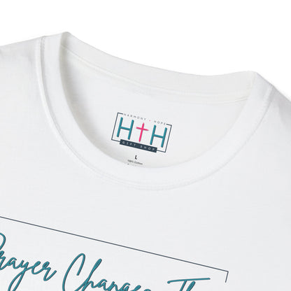 Calligraphy Casual "Prayer Changes Things" - Inspirational Unisex T-Shirt