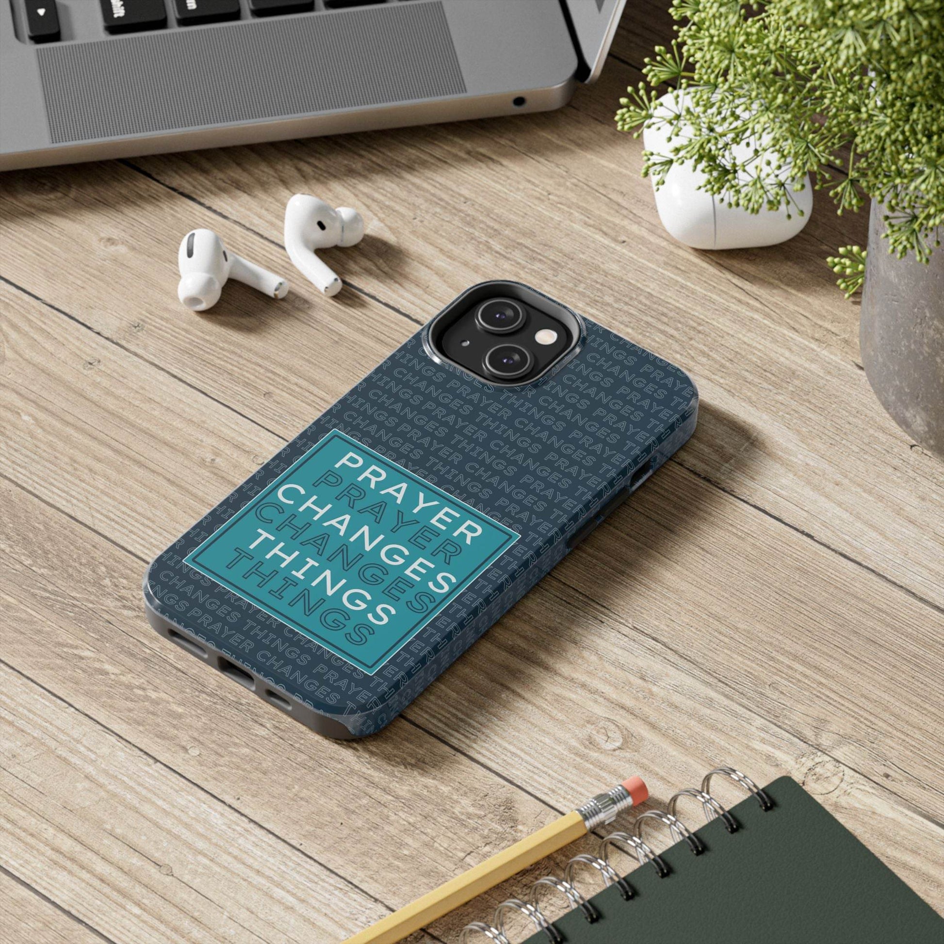 Prayer Changes Things Phone Case – Navy Blue Faith Design - Harmony + Hope