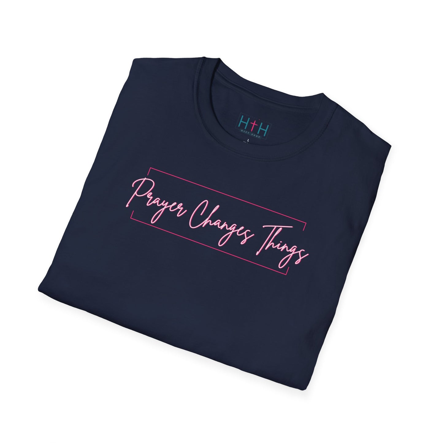 Calligraphy Casual "Prayer Changes Things" - Inspirational Unisex T-Shirt