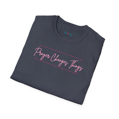 Calligraphy Casual "Prayer Changes Things" - Inspirational Unisex T-Shirt