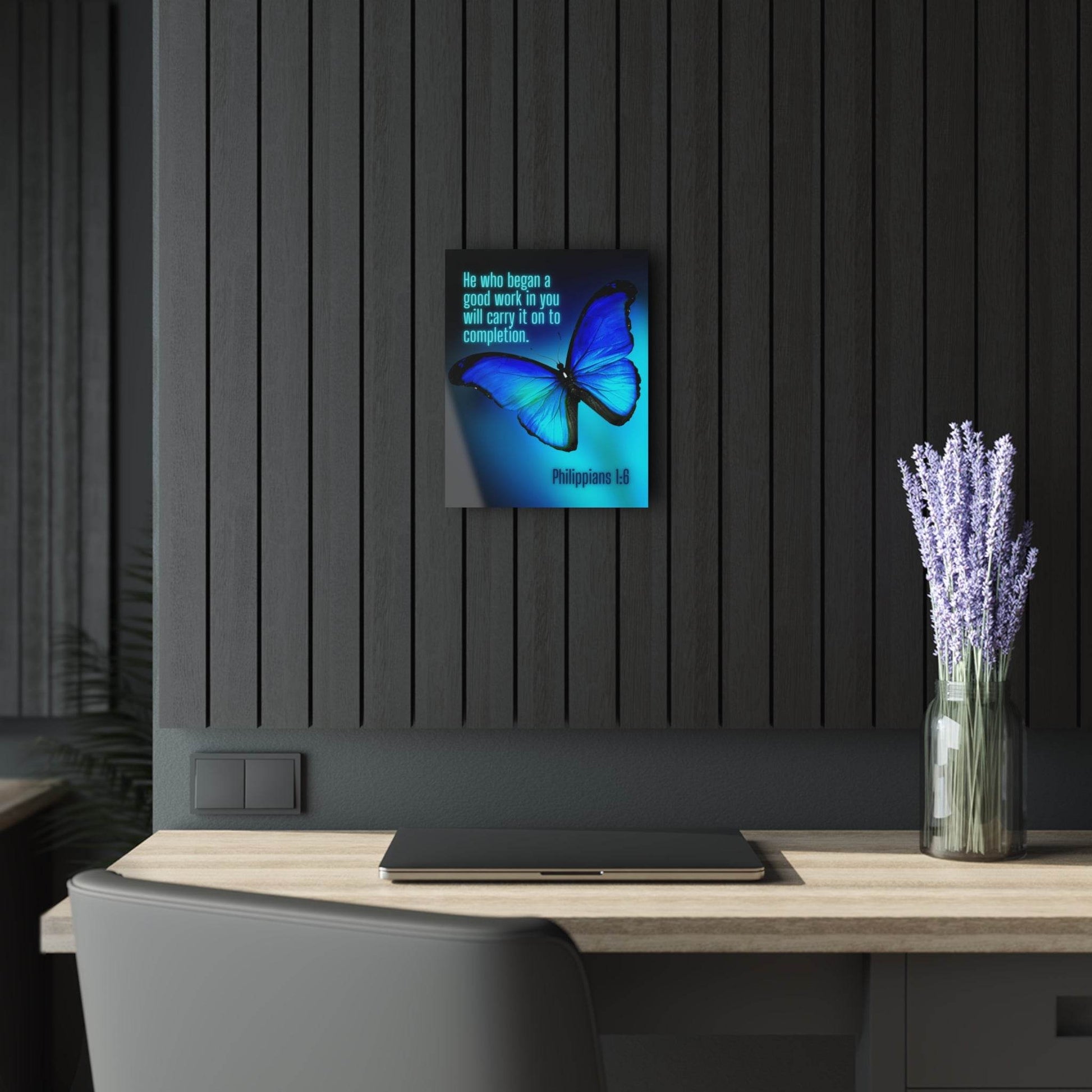 He Who Began a Good Work – Butterfly Acrylic Wall Art (Philippians 1:6) - Harmony + Hope
