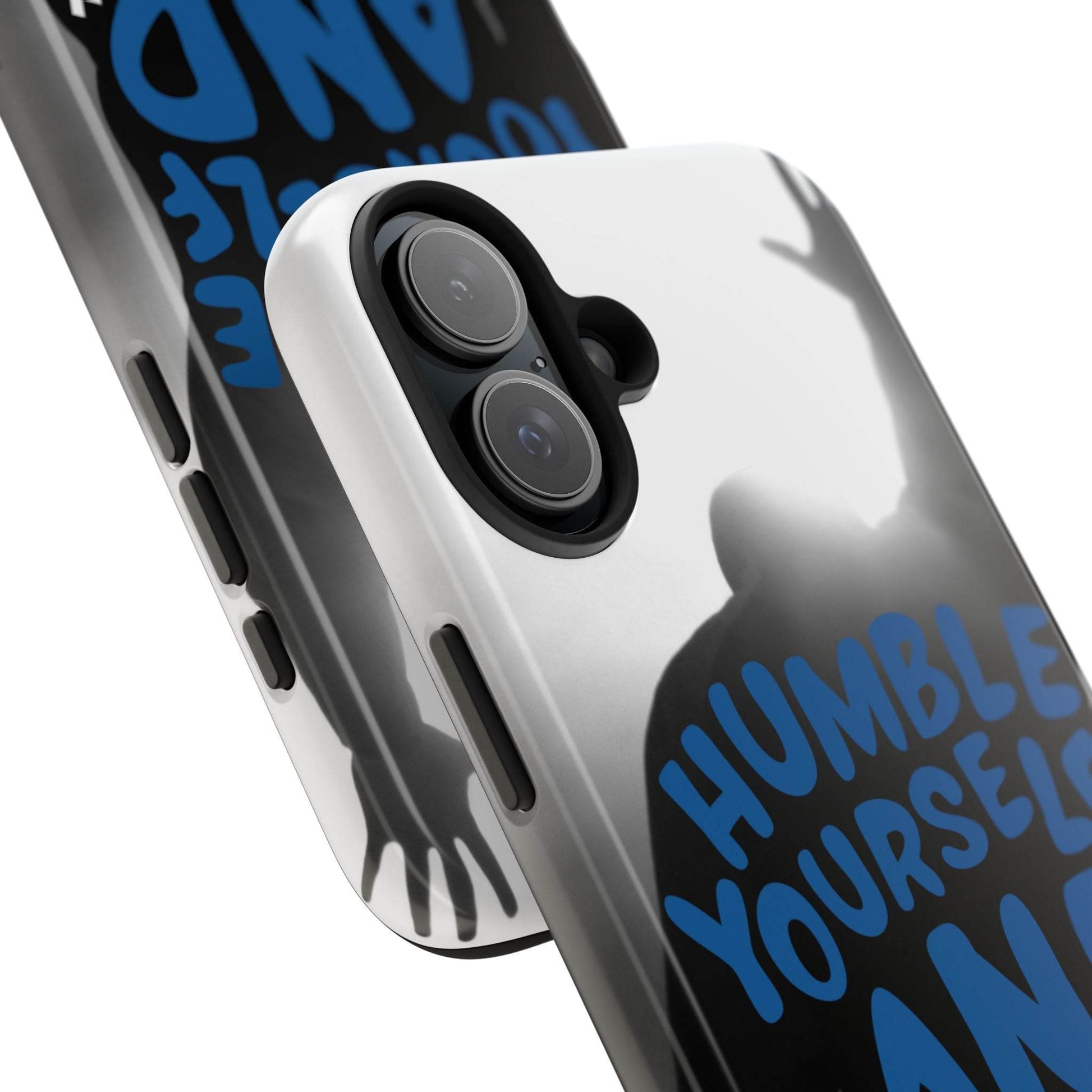 Humble Yourself and Pray Phone Case – Bold Blue Spiritual Design - Harmony + Hope