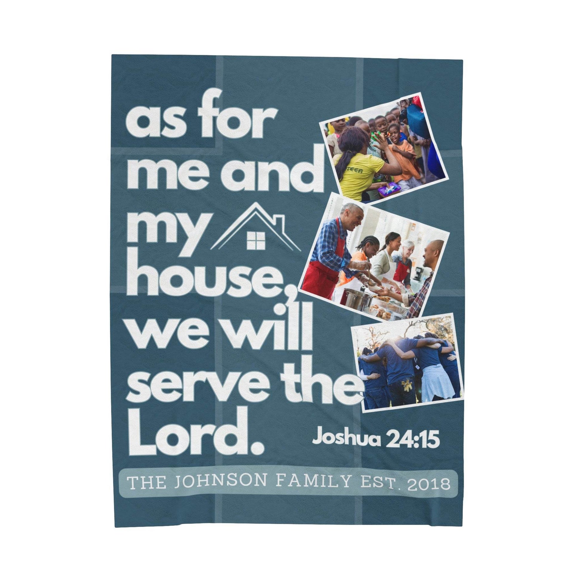 Custom Joshua 24:15 Plush Blanket – Personalized Family Gift with Photos - Harmony + Hope