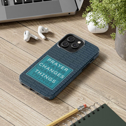 Prayer Changes Things Phone Case – Navy Blue Faith Design - Harmony + Hope