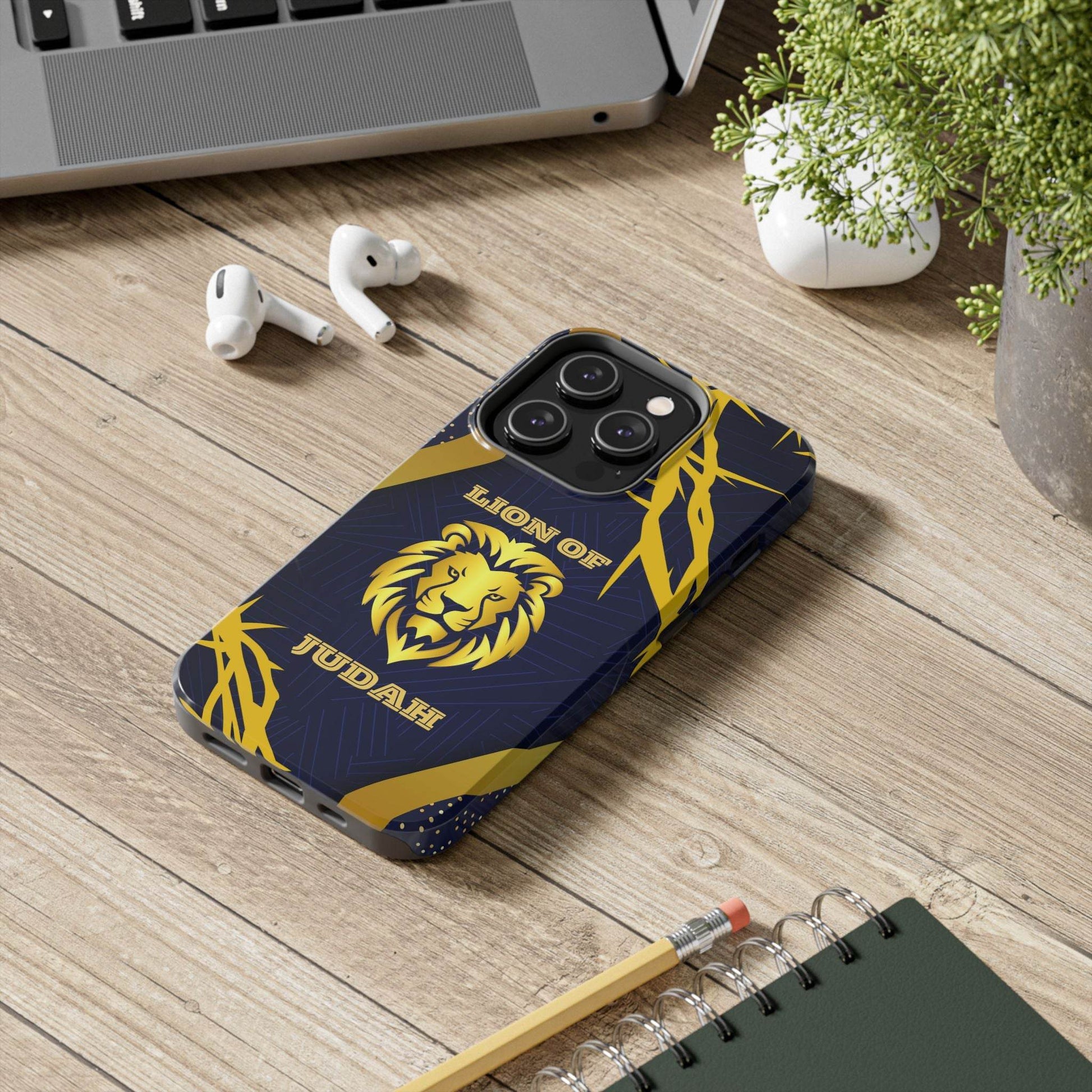 Majesty & Mercy Inspirational Phone Case – Gold Lion & Crown of Thorns - Harmony + Hope
