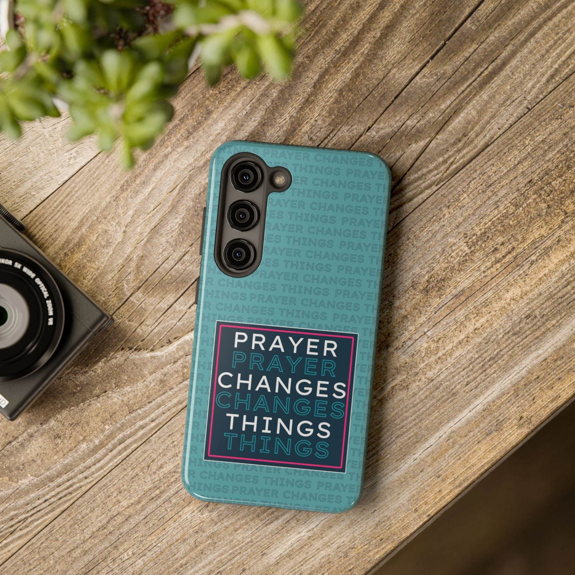 Prayer Changes Things Phone Case – Teal Blue Faith Design - Harmony + Hope