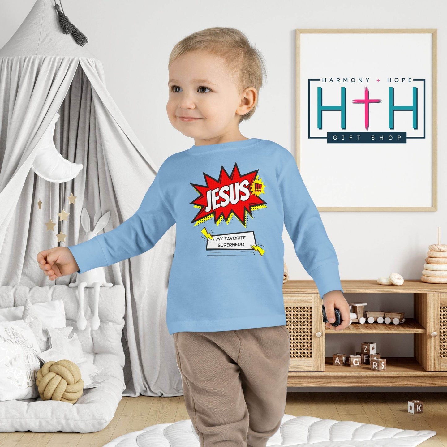 Jesus: My Favorite Superhero – Comic Book Style Toddler Tee - Harmony + Hope