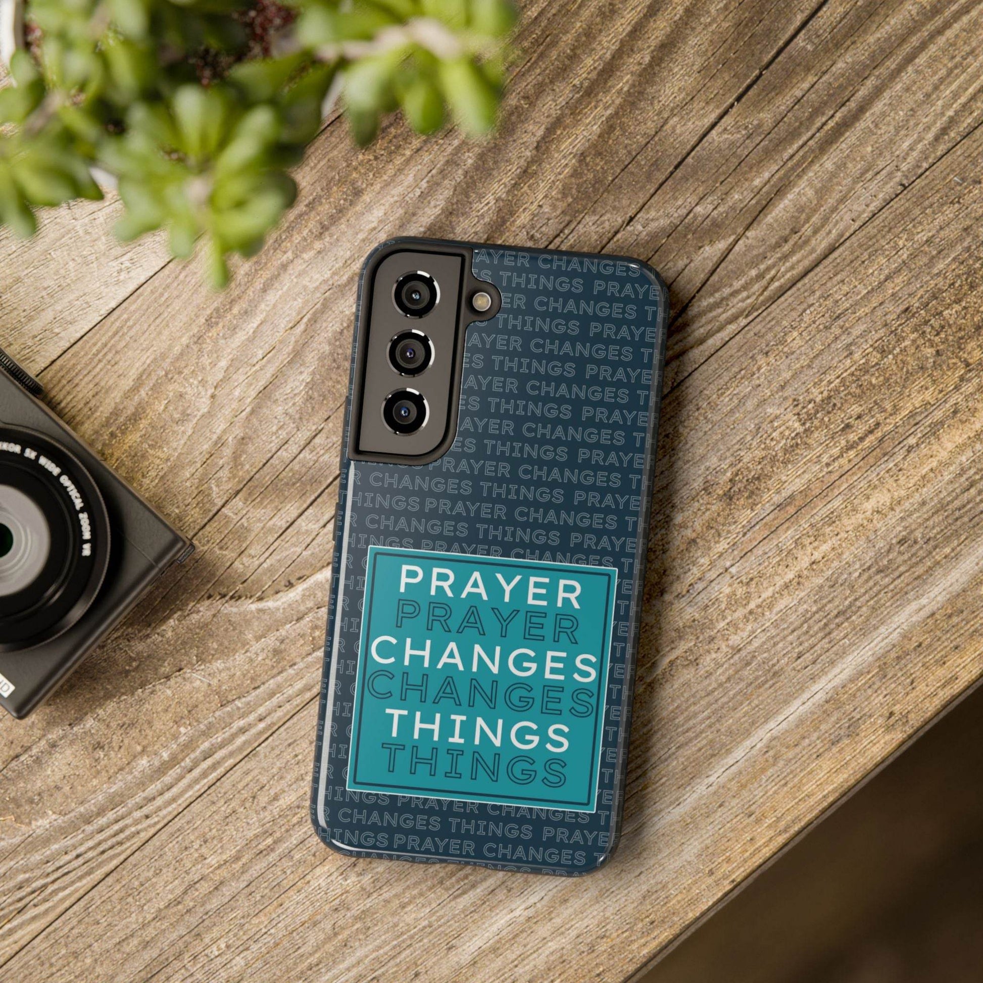 Prayer Changes Things Phone Case – Navy Blue Faith Design - Harmony + Hope