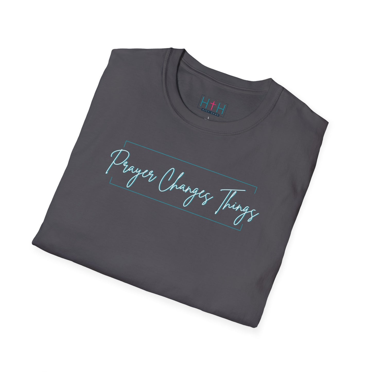 Calligraphy Casual "Prayer Changes Things" - Inspirational Unisex T-Shirt