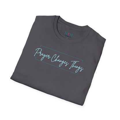 Calligraphy Casual "Prayer Changes Things" - Inspirational Unisex T-Shirt
