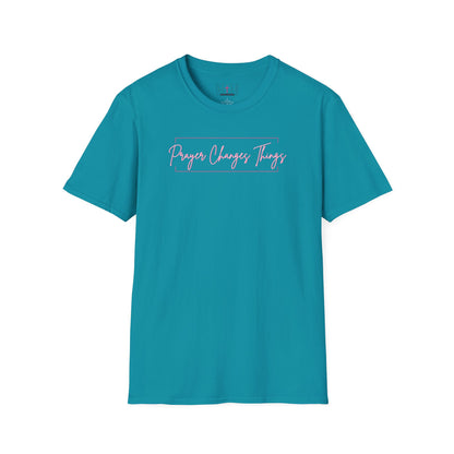 Calligraphy Casual "Prayer Changes Things" - Inspirational Unisex T-Shirt