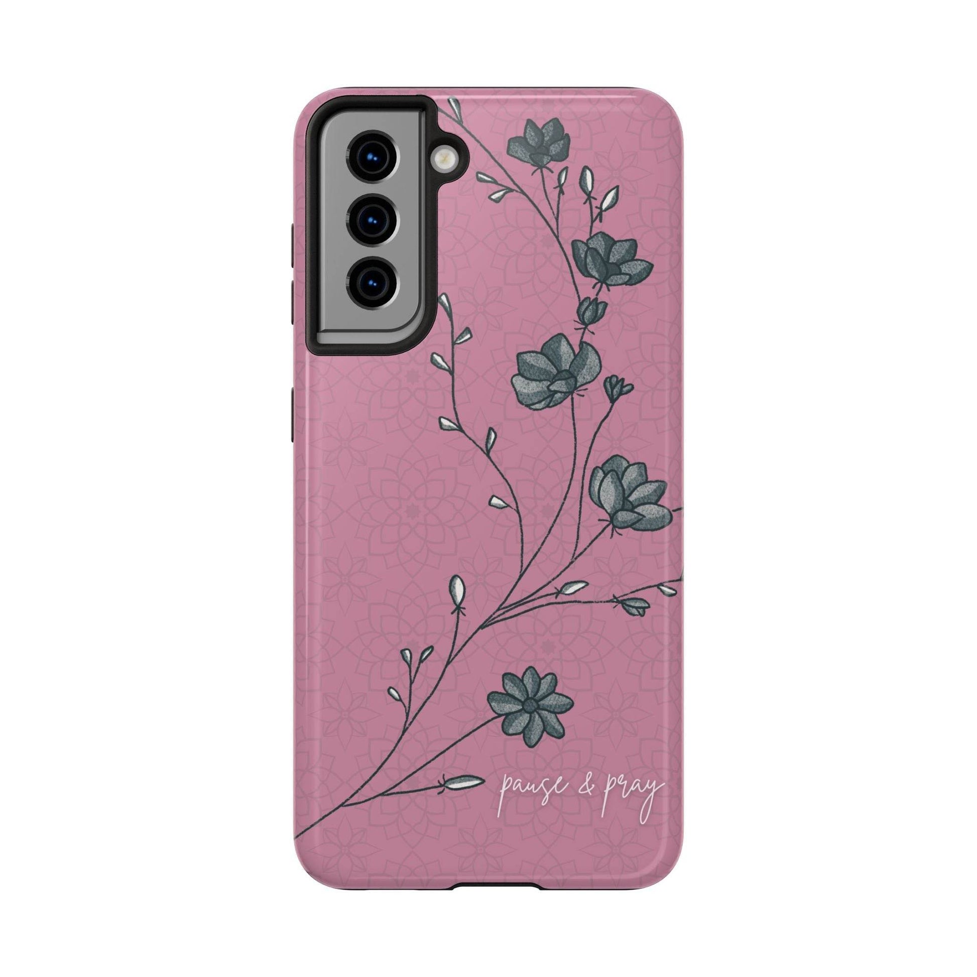 Pause & Pray Phone Case – Mauve Floral Reminder - Harmony + Hope