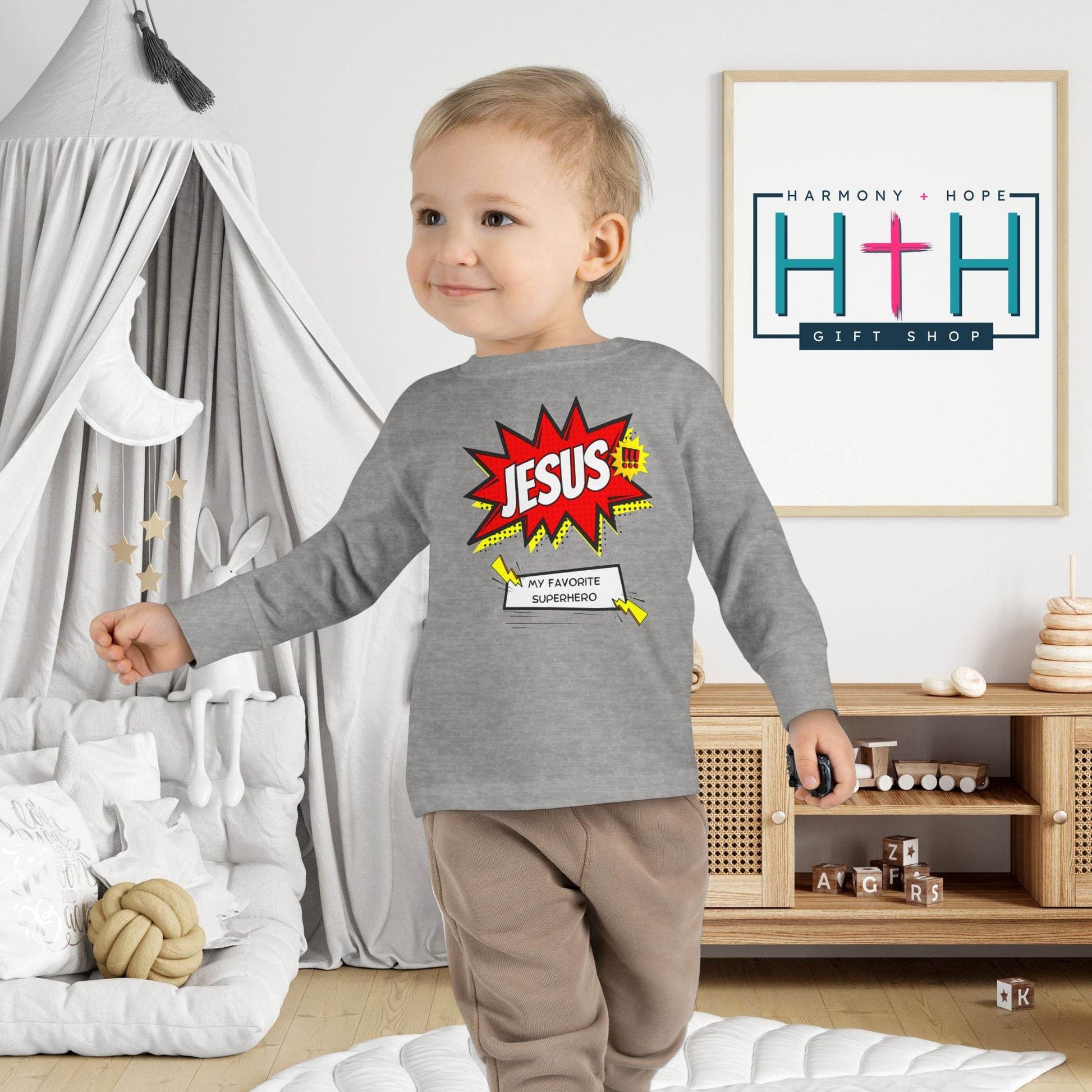 Jesus: My Favorite Superhero – Comic Book Style Toddler Tee - Harmony + Hope
