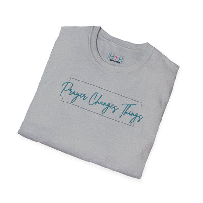 Calligraphy Casual "Prayer Changes Things" - Inspirational Unisex T-Shirt
