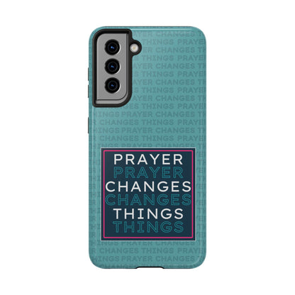 Prayer Changes Things Phone Case – Teal Blue Faith Design - Harmony + Hope