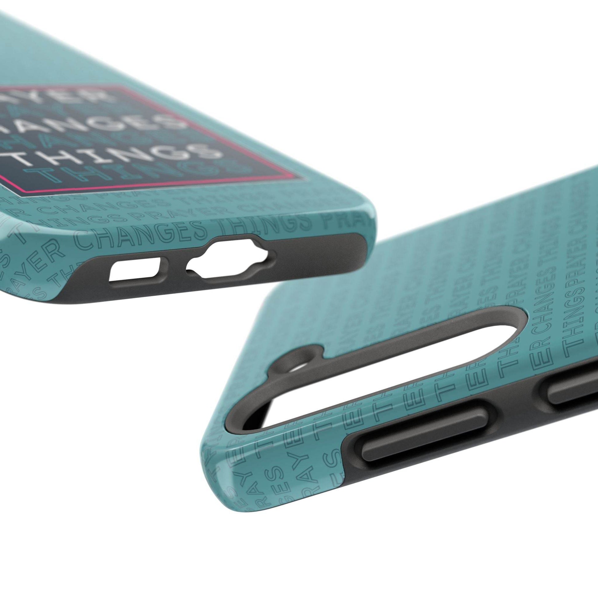 Prayer Changes Things Phone Case – Teal Blue Faith Design - Harmony + Hope