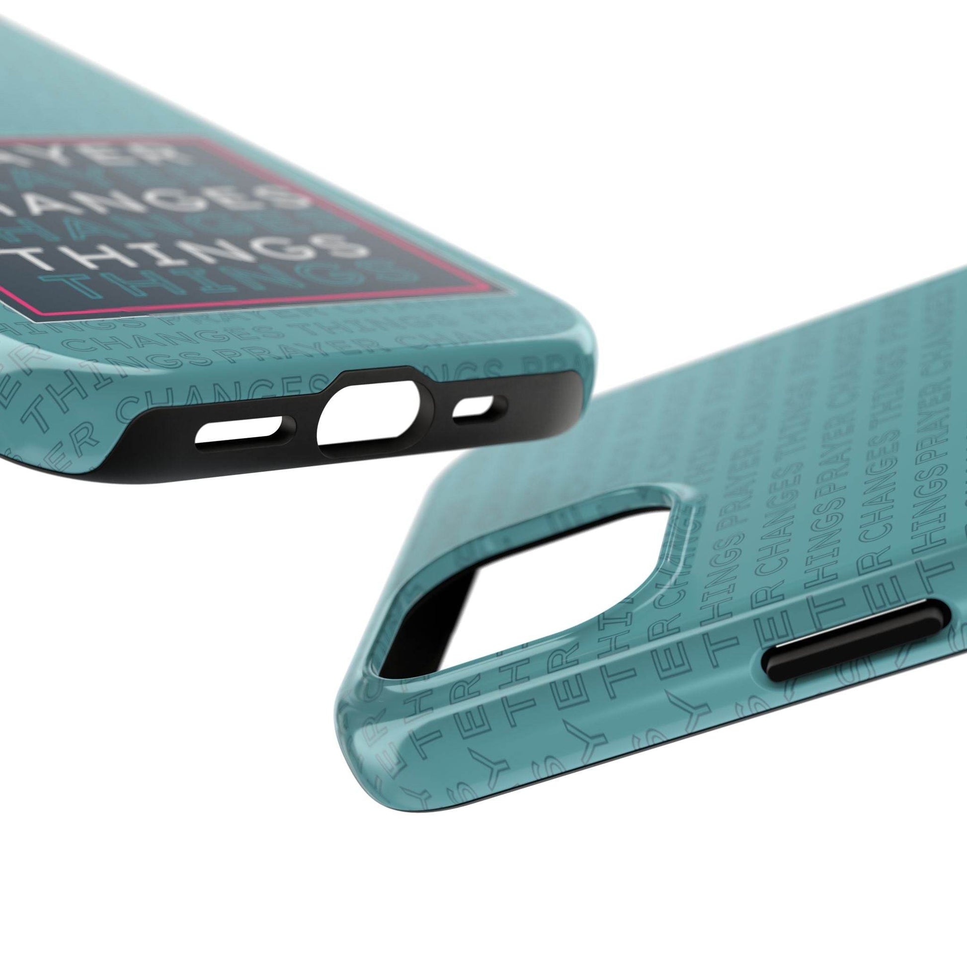 Prayer Changes Things Phone Case – Teal Blue Faith Design - Harmony + Hope