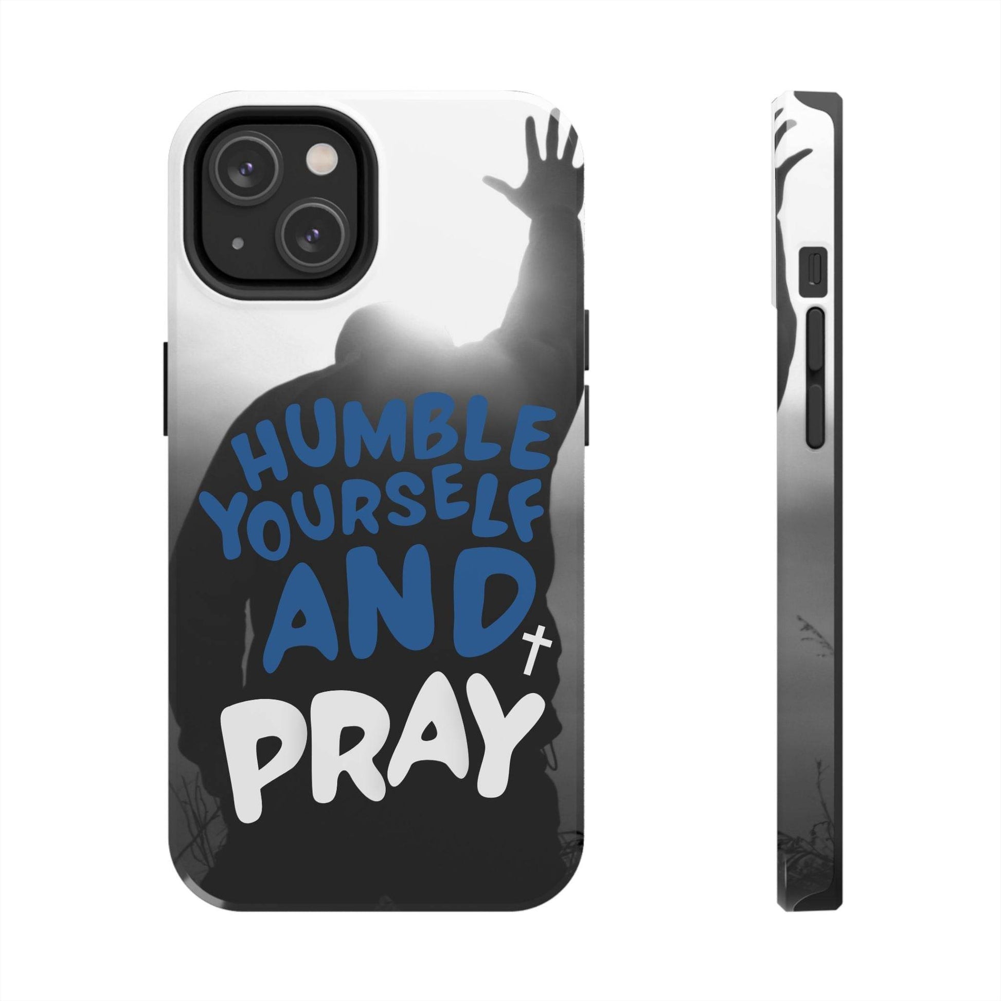 Humble Yourself and Pray Phone Case – Bold Blue Spiritual Design - Harmony + Hope