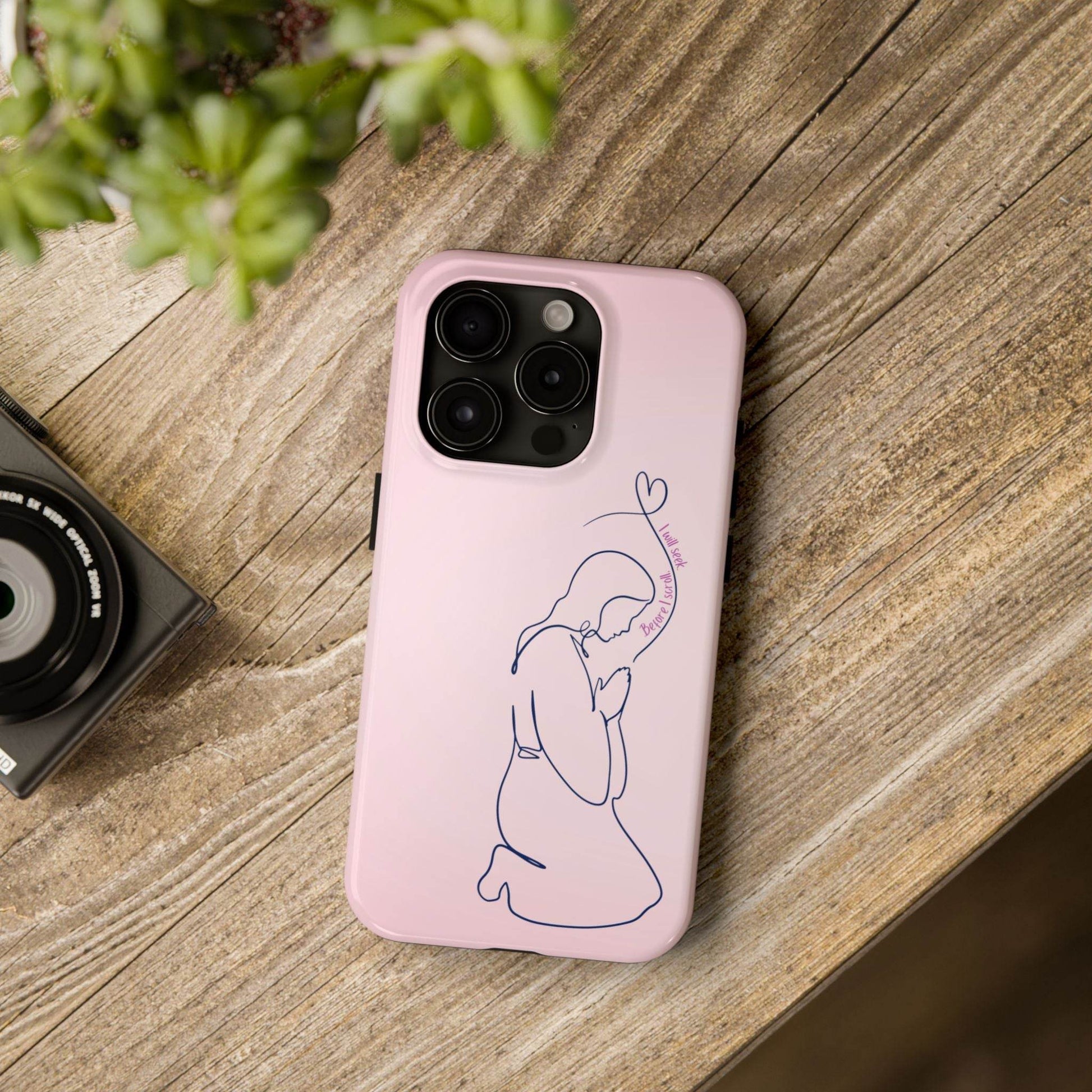 Before I Scroll, I Will Seek Phone Case – Light Pink Christian Cover - Harmony + Hope