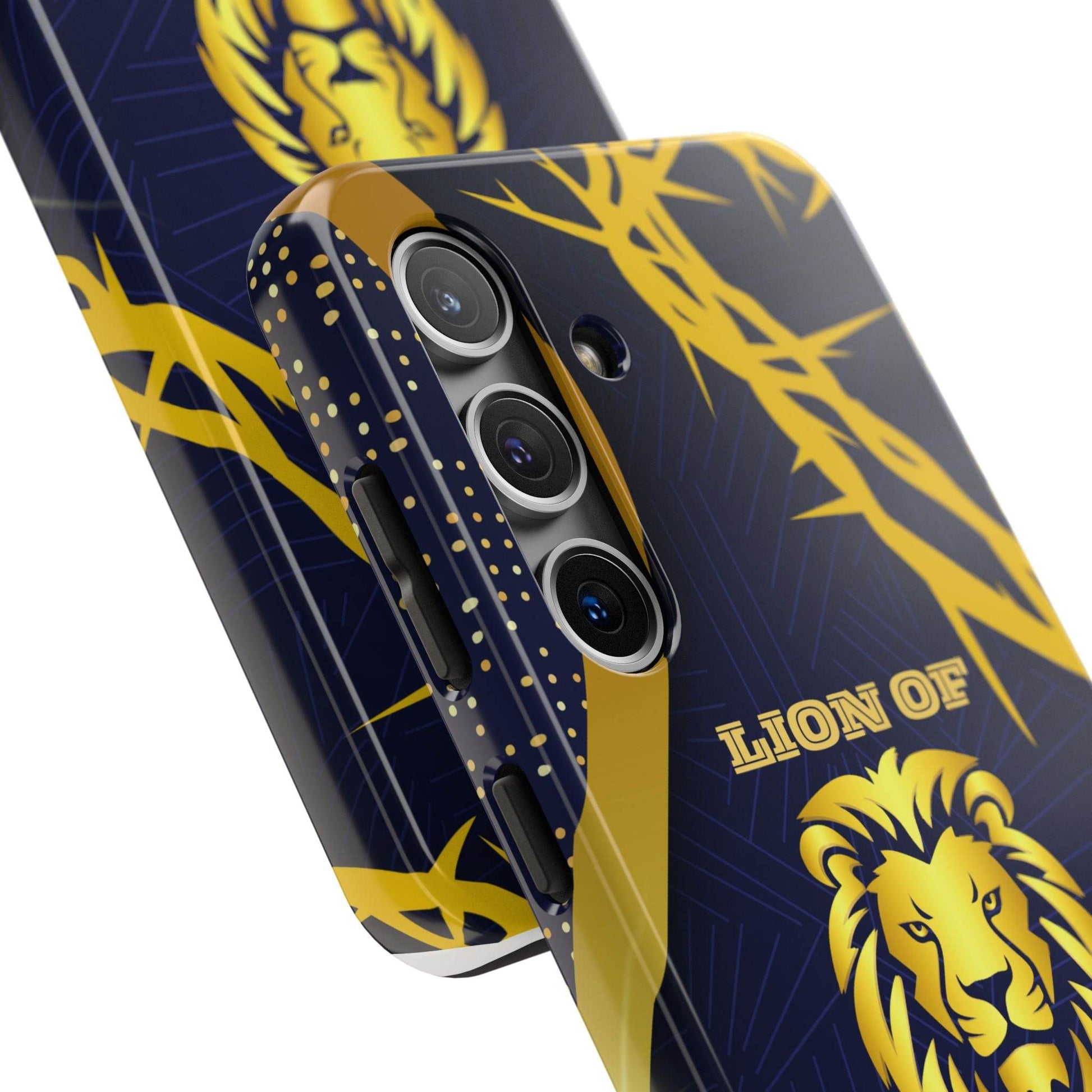 Majesty & Mercy Inspirational Phone Case – Gold Lion & Crown of Thorns - Harmony + Hope