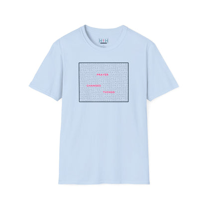 Word Cloud Design "Prayer Changes Things" - Inspirational Unisex T-Shirt