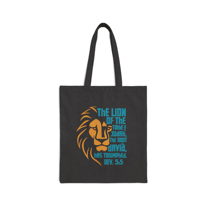 Lion of Judah Tote Bag – Revelation 5:5 Bible Verse Canvas in Natural or Black - Harmony + Hope