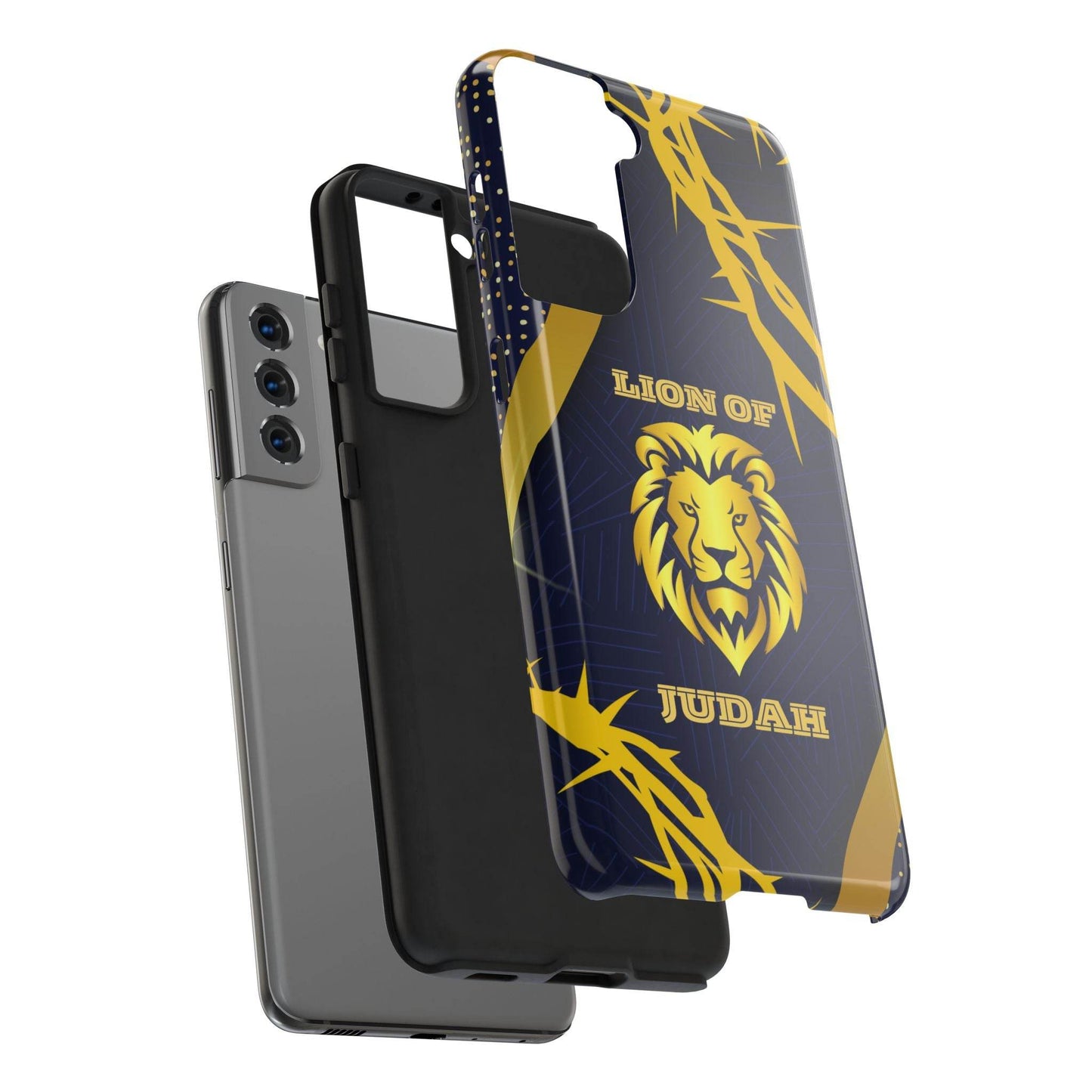 Majesty & Mercy Inspirational Phone Case – Gold Lion & Crown of Thorns - Harmony + Hope