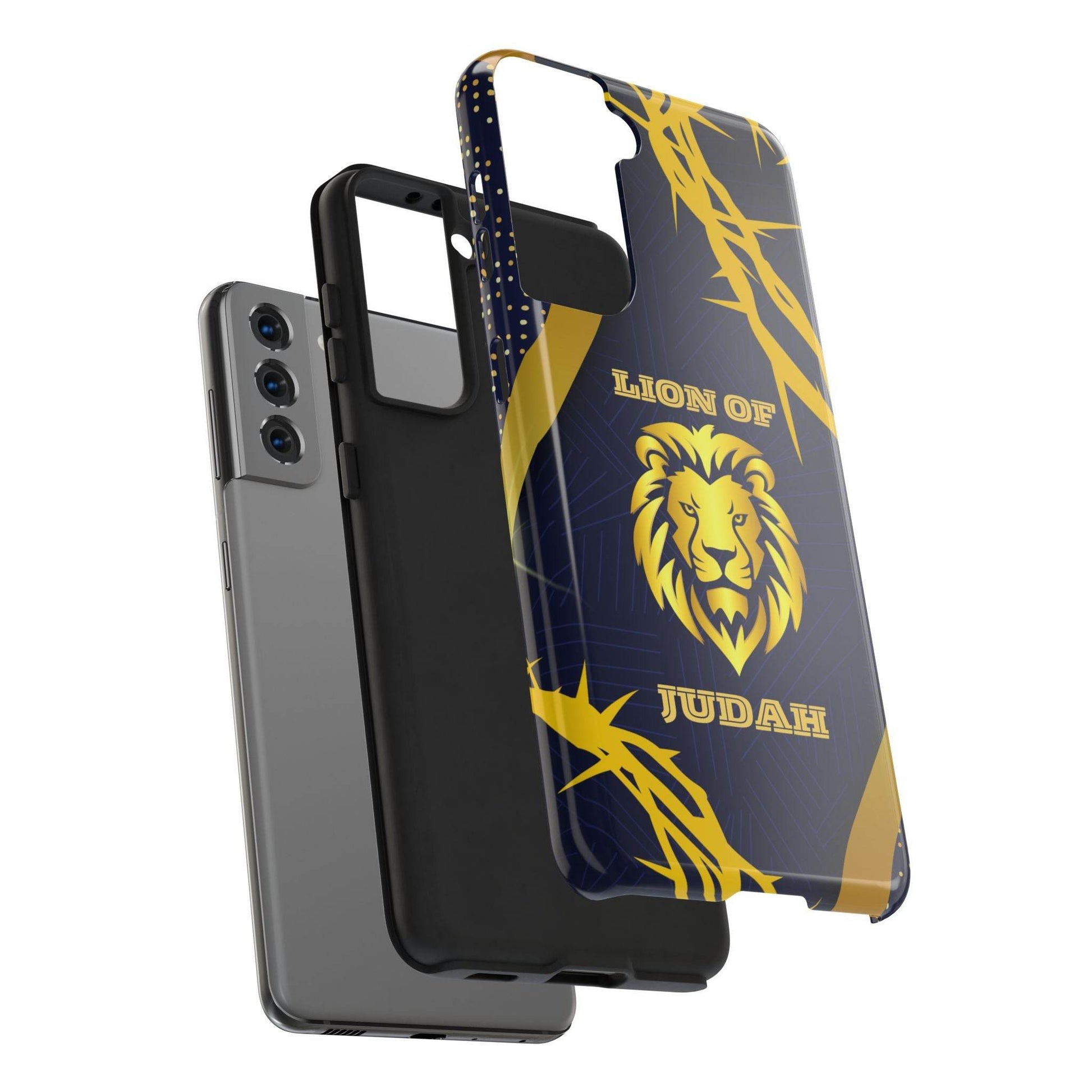 Majesty & Mercy Inspirational Phone Case – Gold Lion & Crown of Thorns - Harmony + Hope