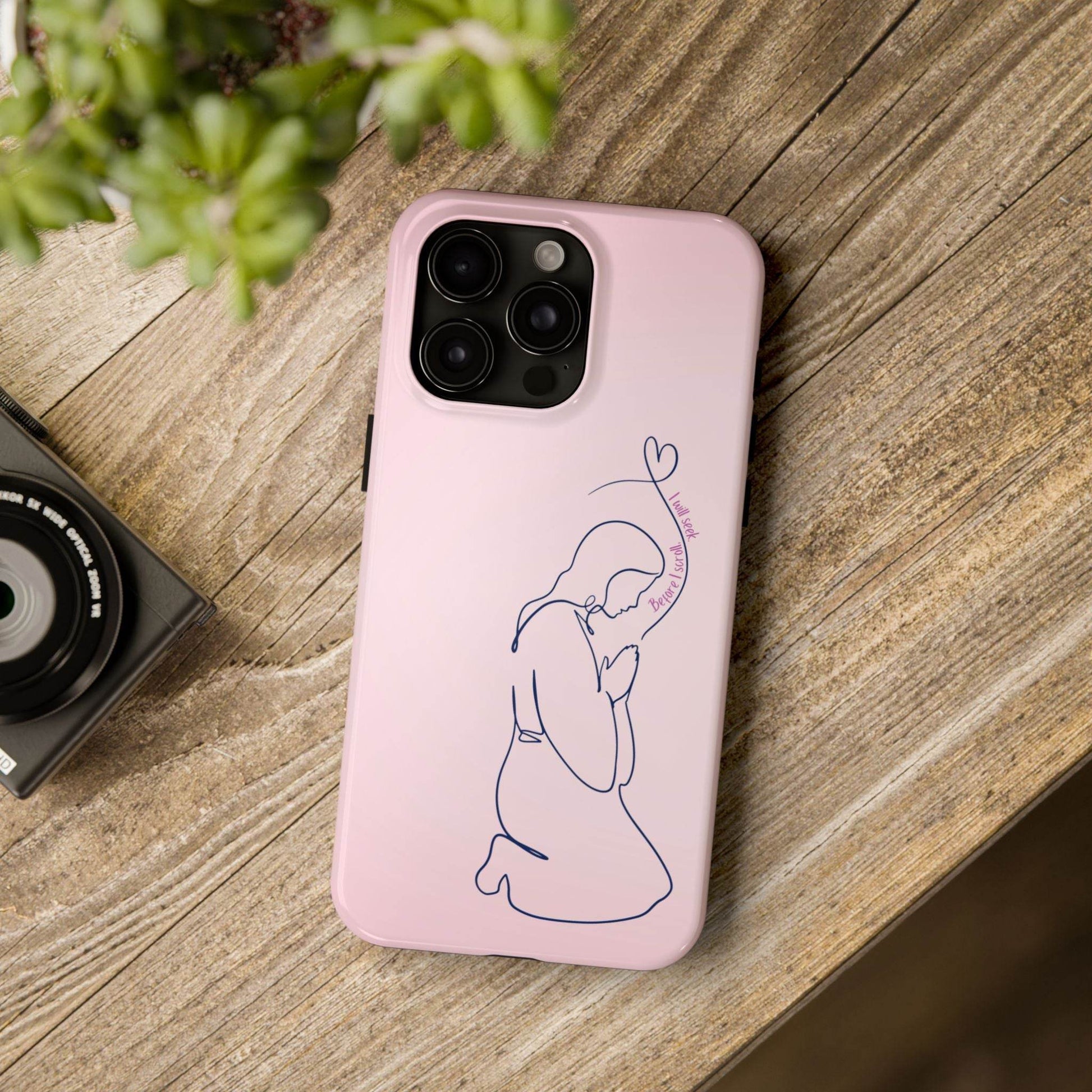 Before I Scroll, I Will Seek Phone Case – Light Pink Christian Cover - Harmony + Hope