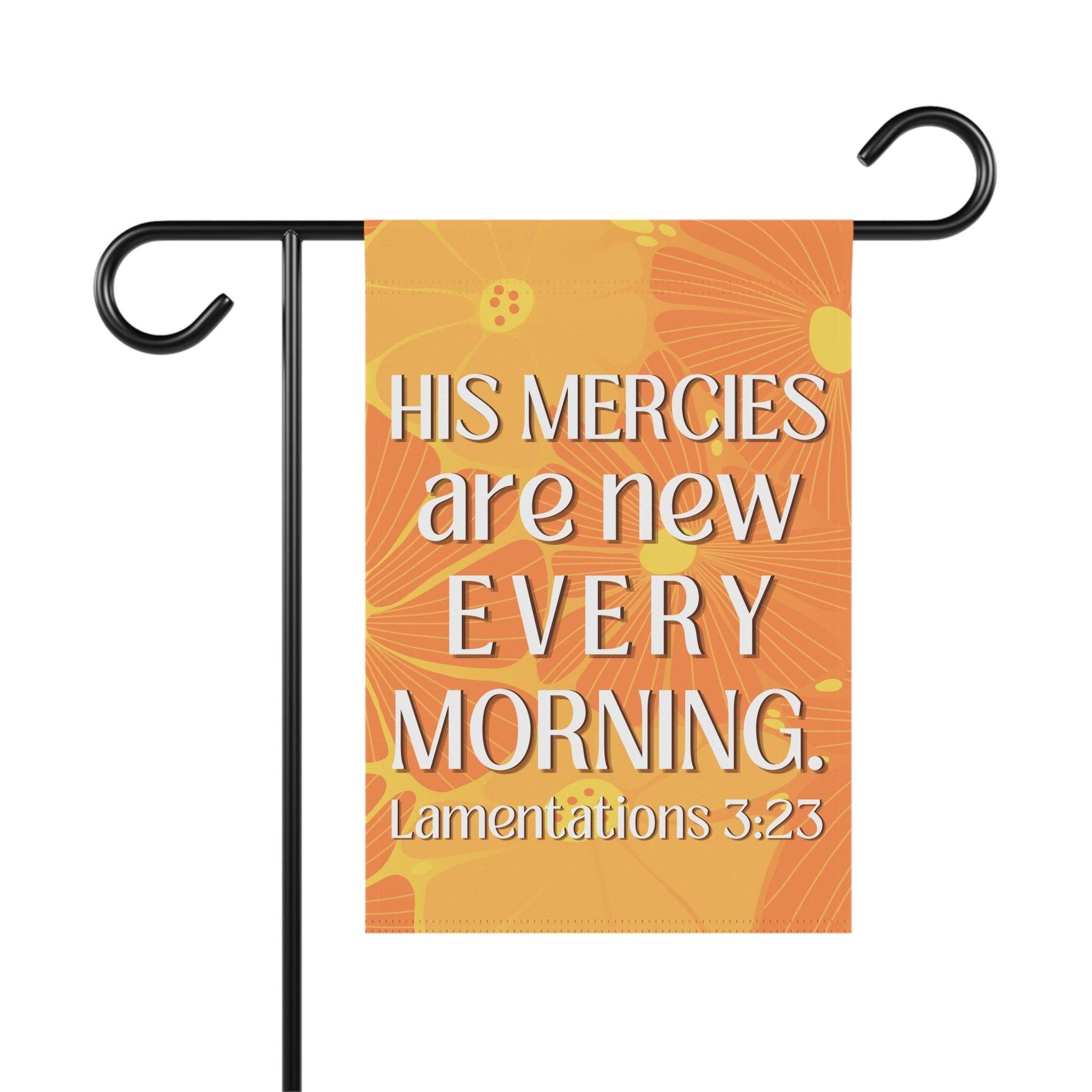 His Mercies Are New Every Morning – Christian Garden Banner (Bright Orange) - Harmony + Hope