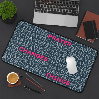 Prayer Changes Things – Word Search Desk Mat (Navy & Pink) - Harmony + Hope