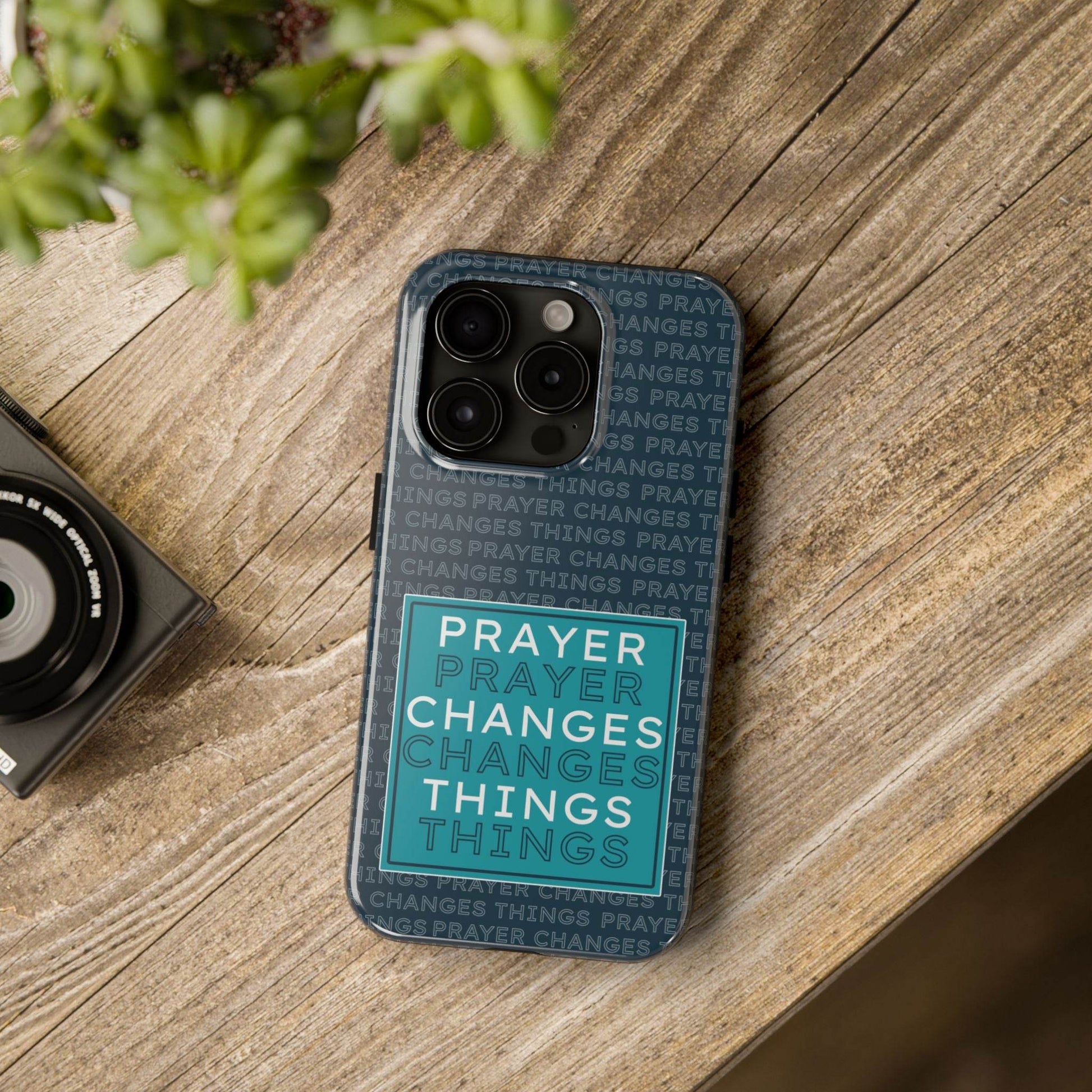 Prayer Changes Things Phone Case – Navy Blue Faith Design - Harmony + Hope