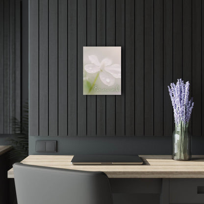 Emunah – Hebrew Faith Acrylic Wall Art with Dewy Floral Design - Harmony + Hope