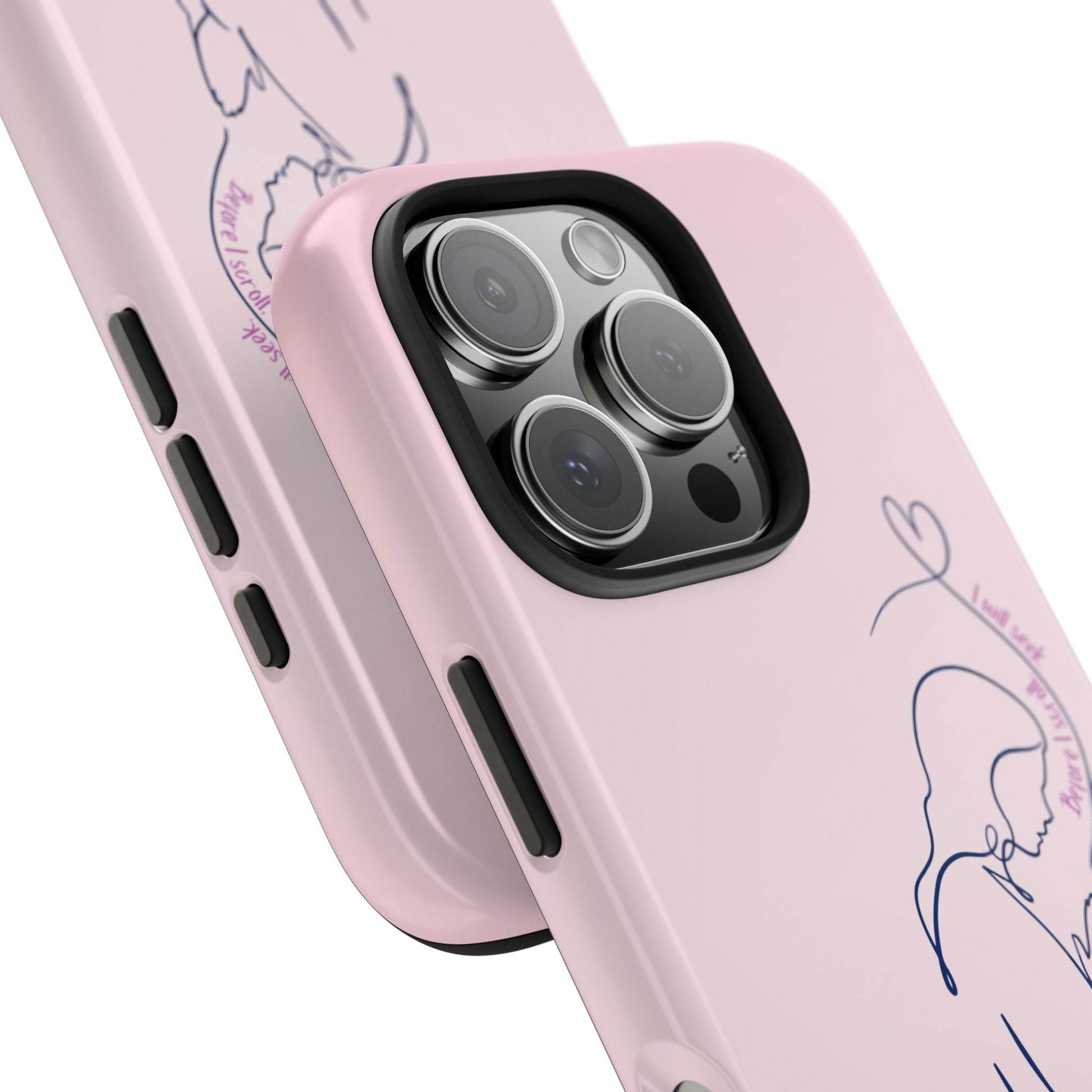 Before I Scroll, I Will Seek Phone Case – Light Pink Christian Cover - Harmony + Hope