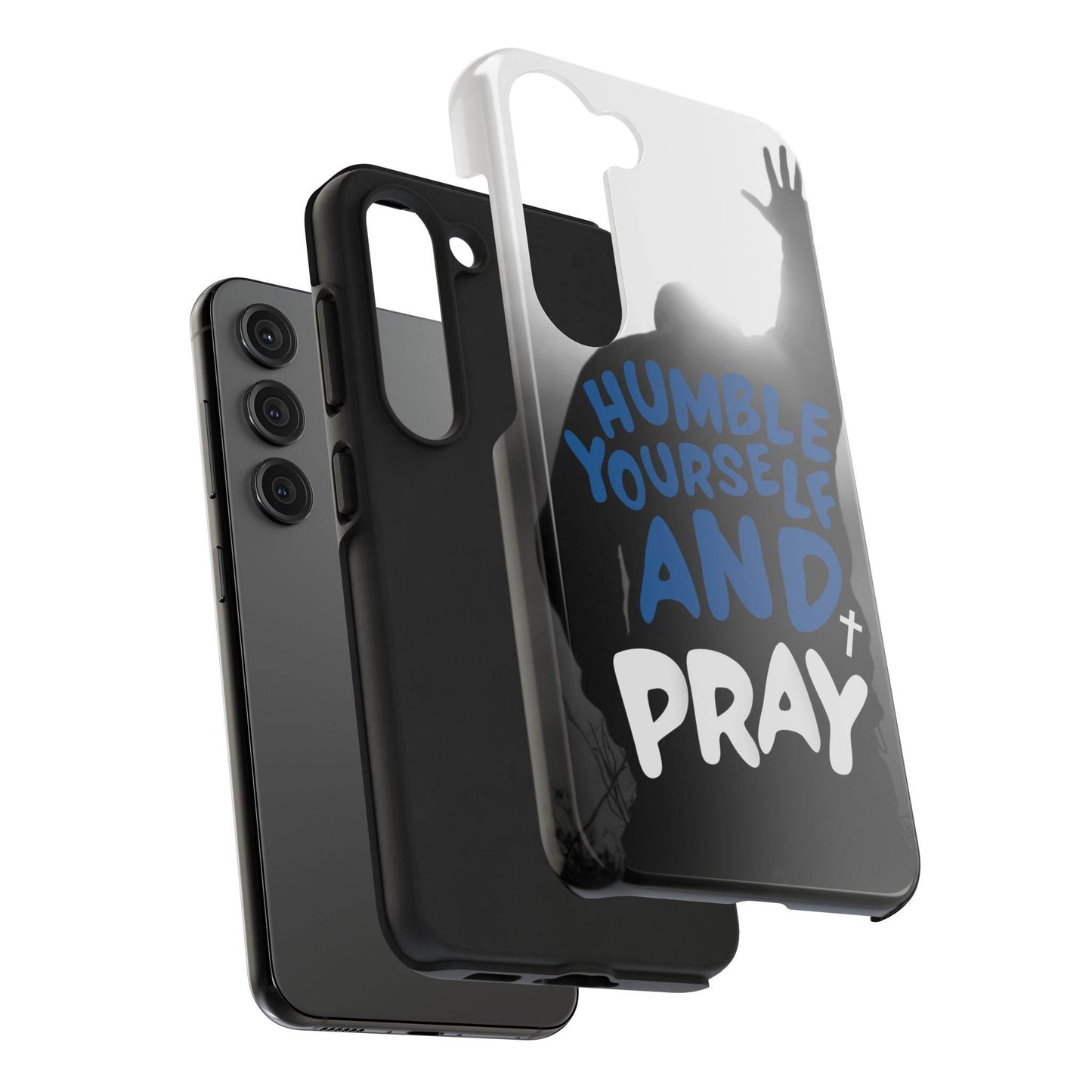 Humble Yourself and Pray Phone Case – Bold Blue Spiritual Design - Harmony + Hope