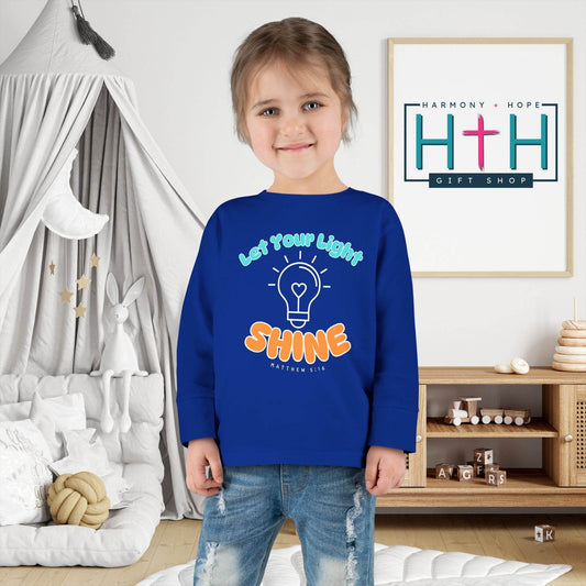 Let Your Light Shine – Kids' Long Sleeve Tee (Matthew 5:16) - Harmony + Hope
